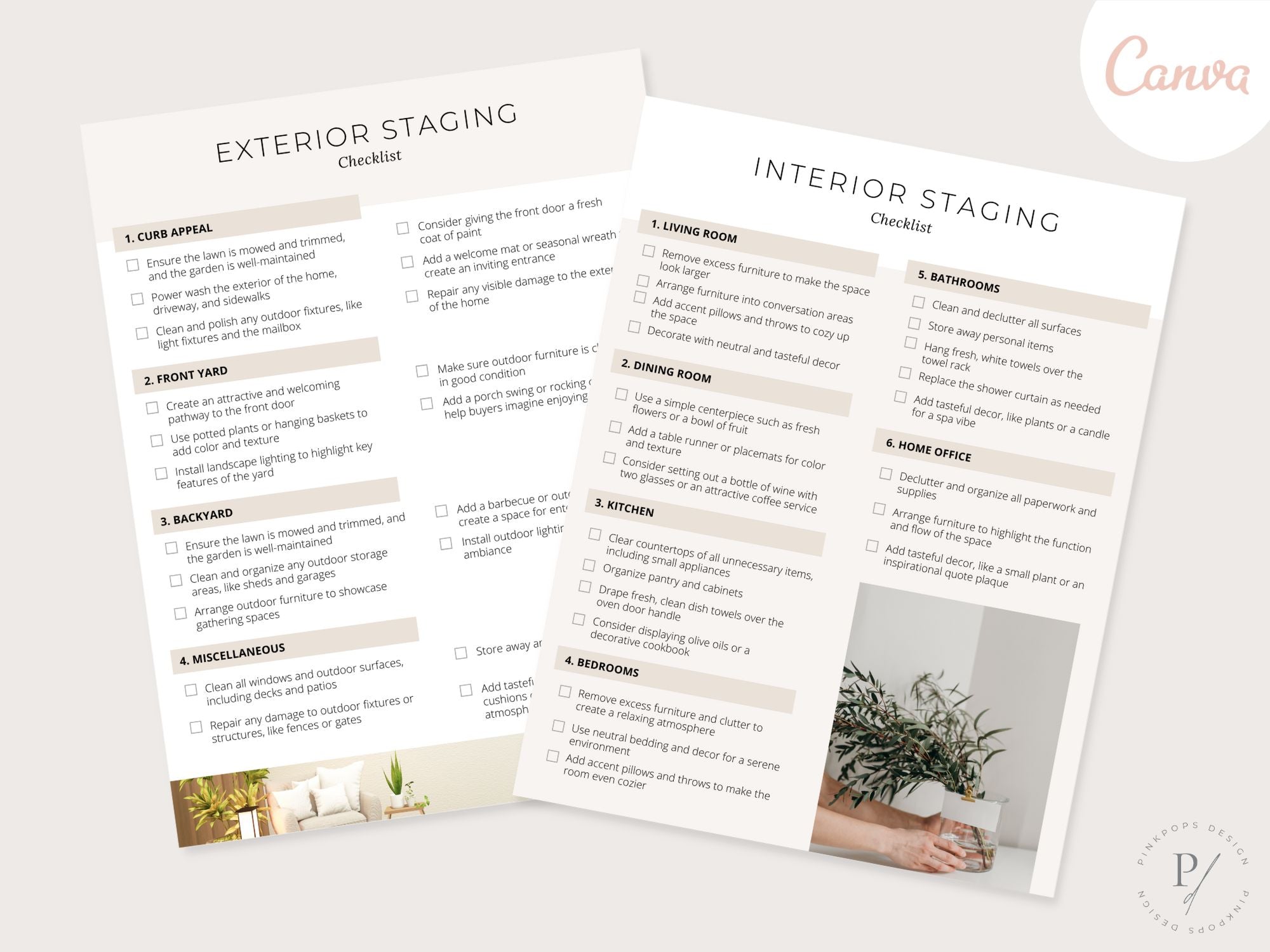 Real Estate Luxury Interior & Exterior Staging Checklist - Comprehensive guide for visually captivating high-end property presentation in the luxury real estate market.