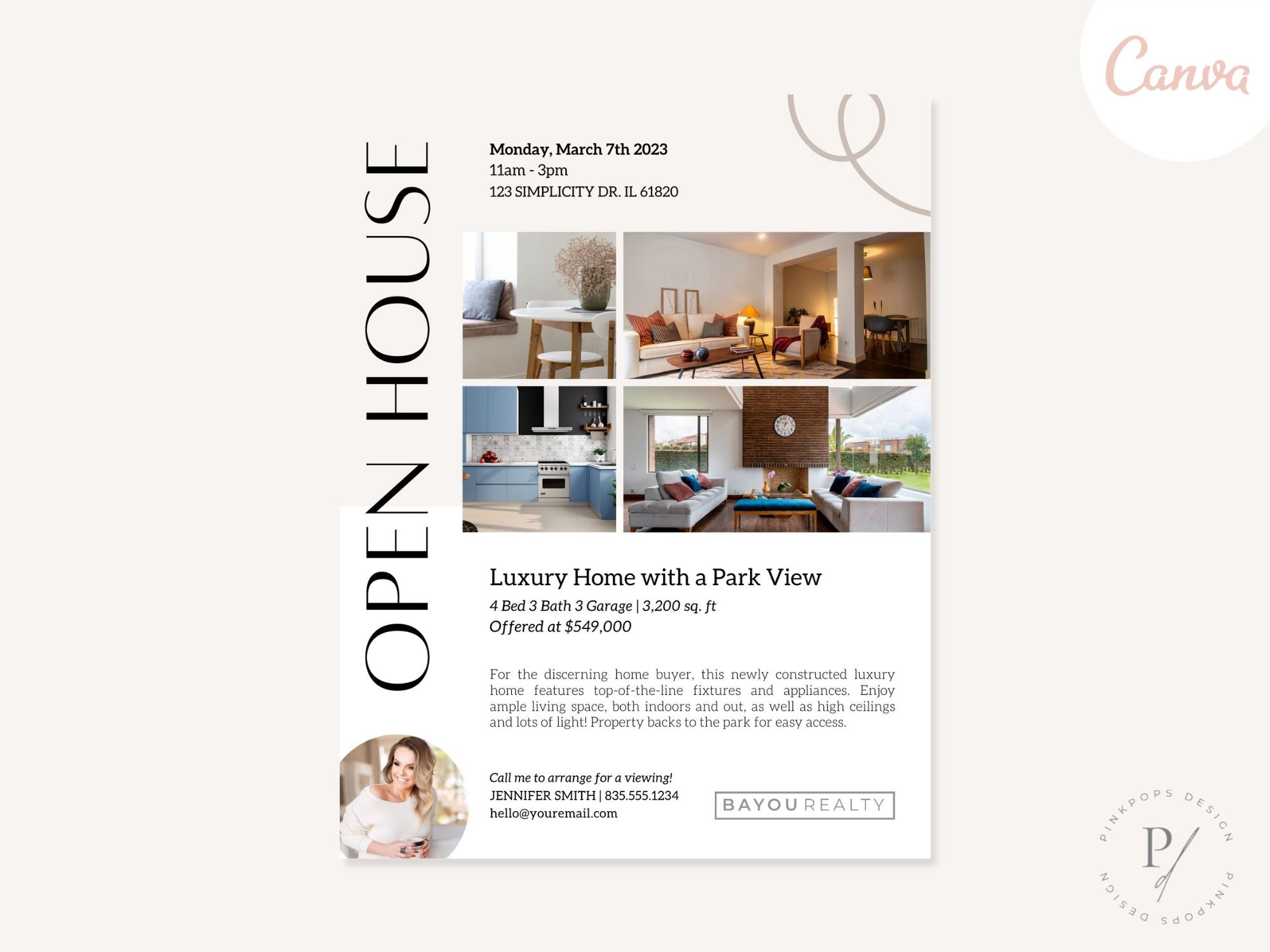 Real Estate Luxury Open House Flyer - Visually captivating tool for promoting high-end open house events in the luxury real estate market.