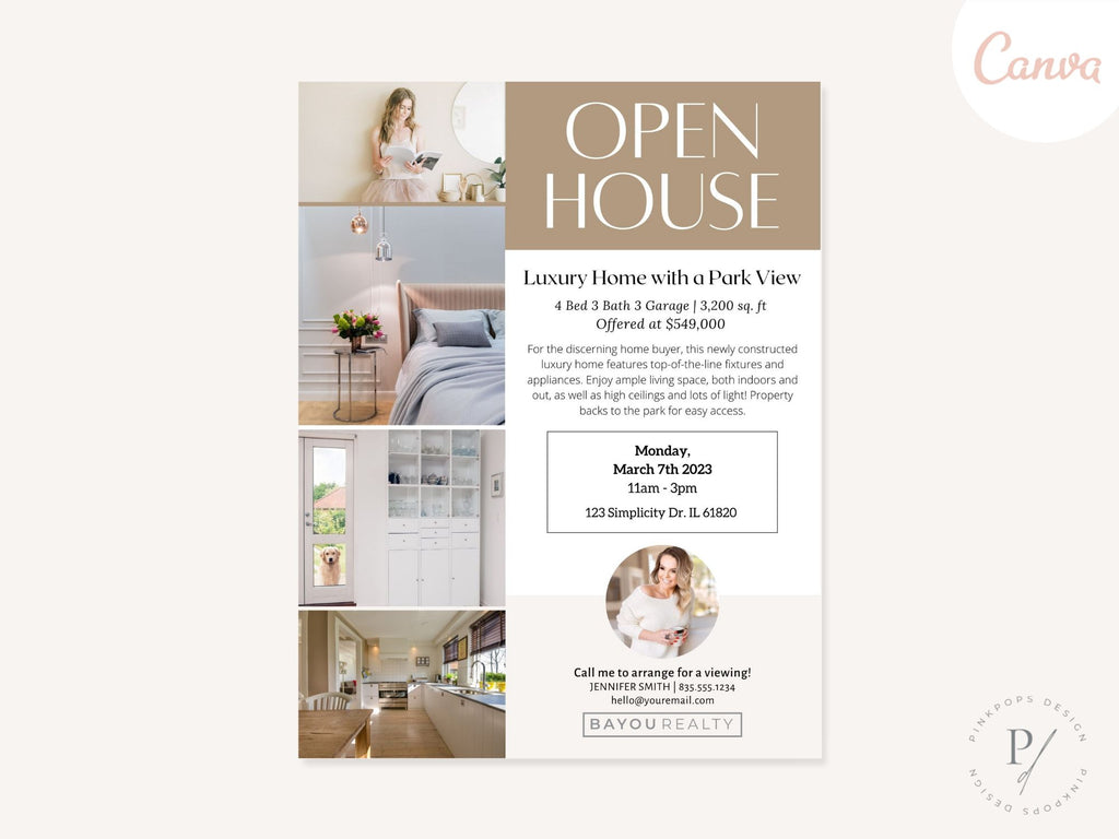 Real Estate Luxury Open House Flyer - Visually stunning tool for promoting high-end open house events in the luxury real estate market.
