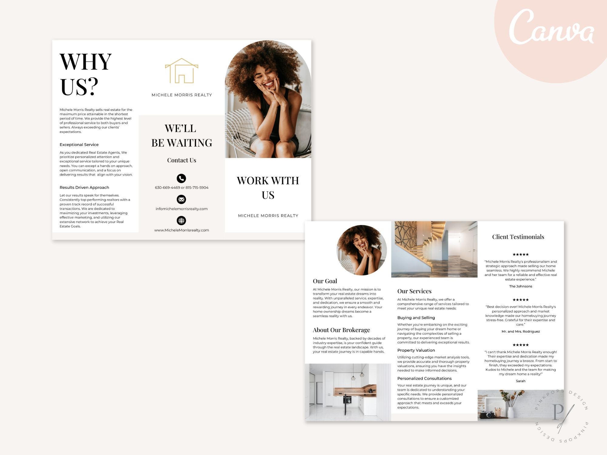 "Why Work With Us" Trifold Brochure - Beige - Professionally designed real estate brochure showcasing the advantages of choosing our services.