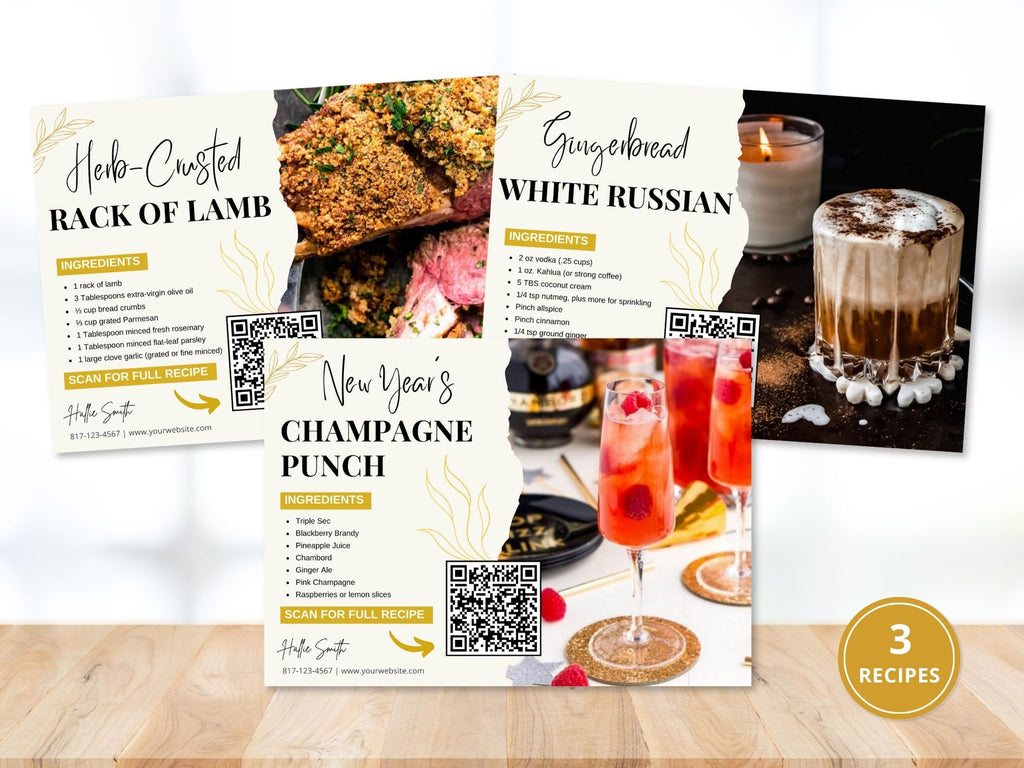 Real Estate New Year Recipe Postcard Bundle: Spreading Culinary Inspiration and Warm New Year Greetings to Clients and Prospects