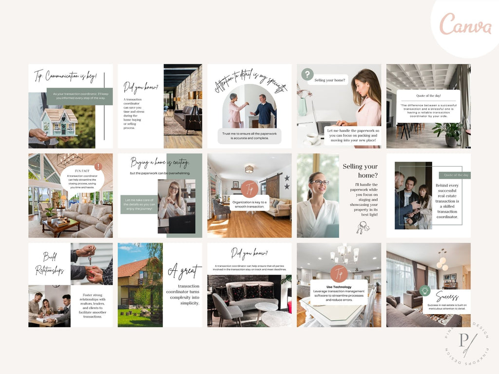  Transaction Coordinator Instagram Posts- Engaging templates for real estate transactions.