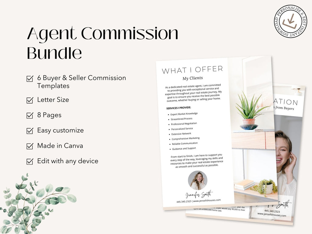 Agent Commission Bundle Vol 01 - Includes buyer agreements, compensation guides, seller
commission packages, and service details.