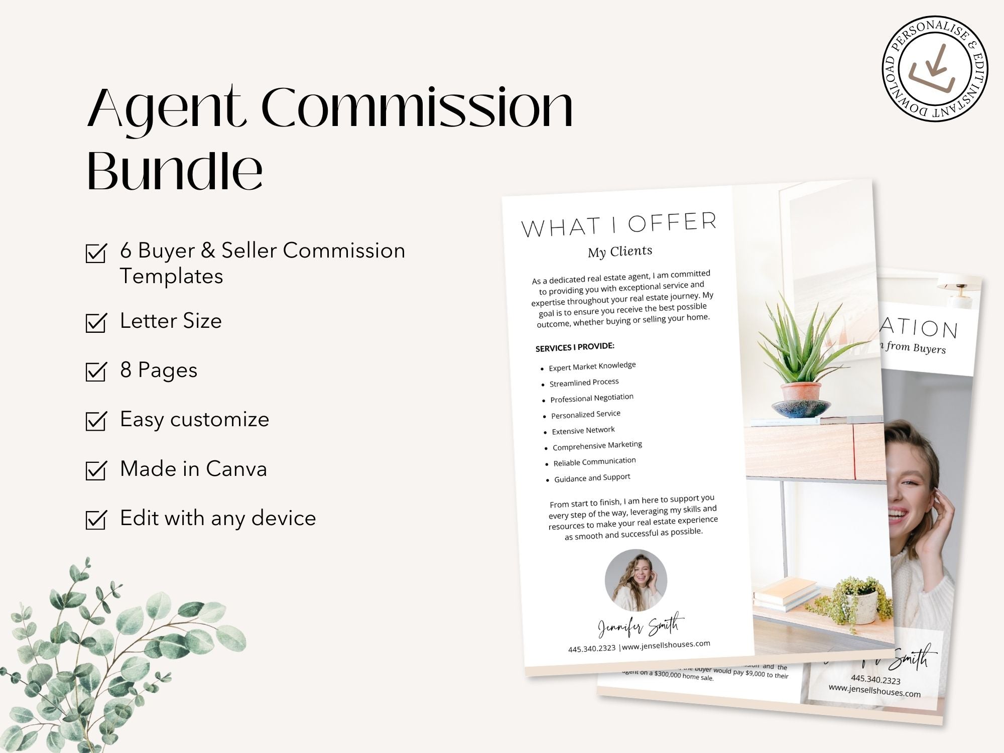 Agent Commission Bundle Vol 01 - Includes buyer agreements, compensation guides, seller
commission packages, and service details.