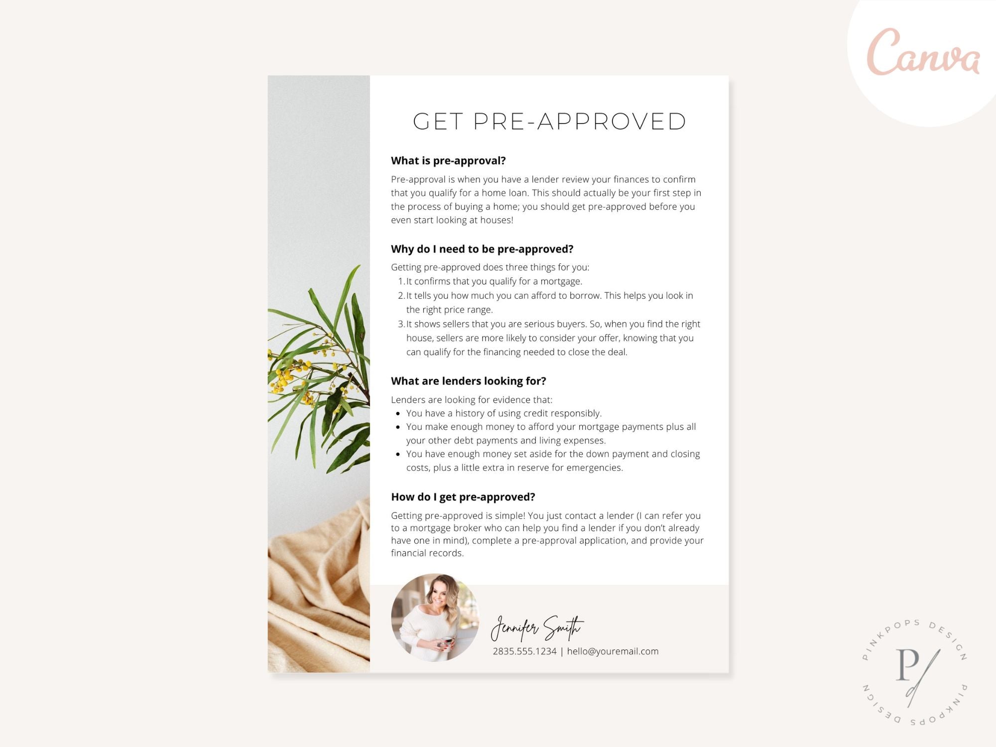 Minimal Get Pre-Approved Flyer - Sleek mortgage marketing tool for an efficient and hassle-free pre-approval process.