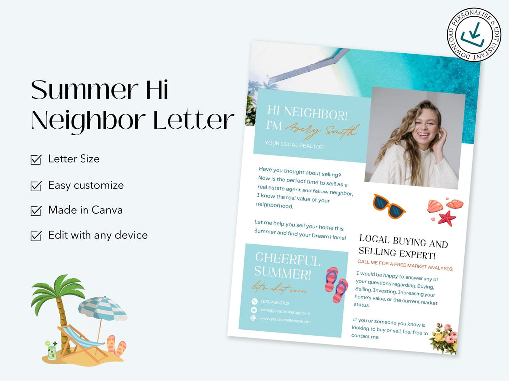 Summer Hi Neighbor Letter - Foster a sense of community in your neighborhood with our friendly letter.