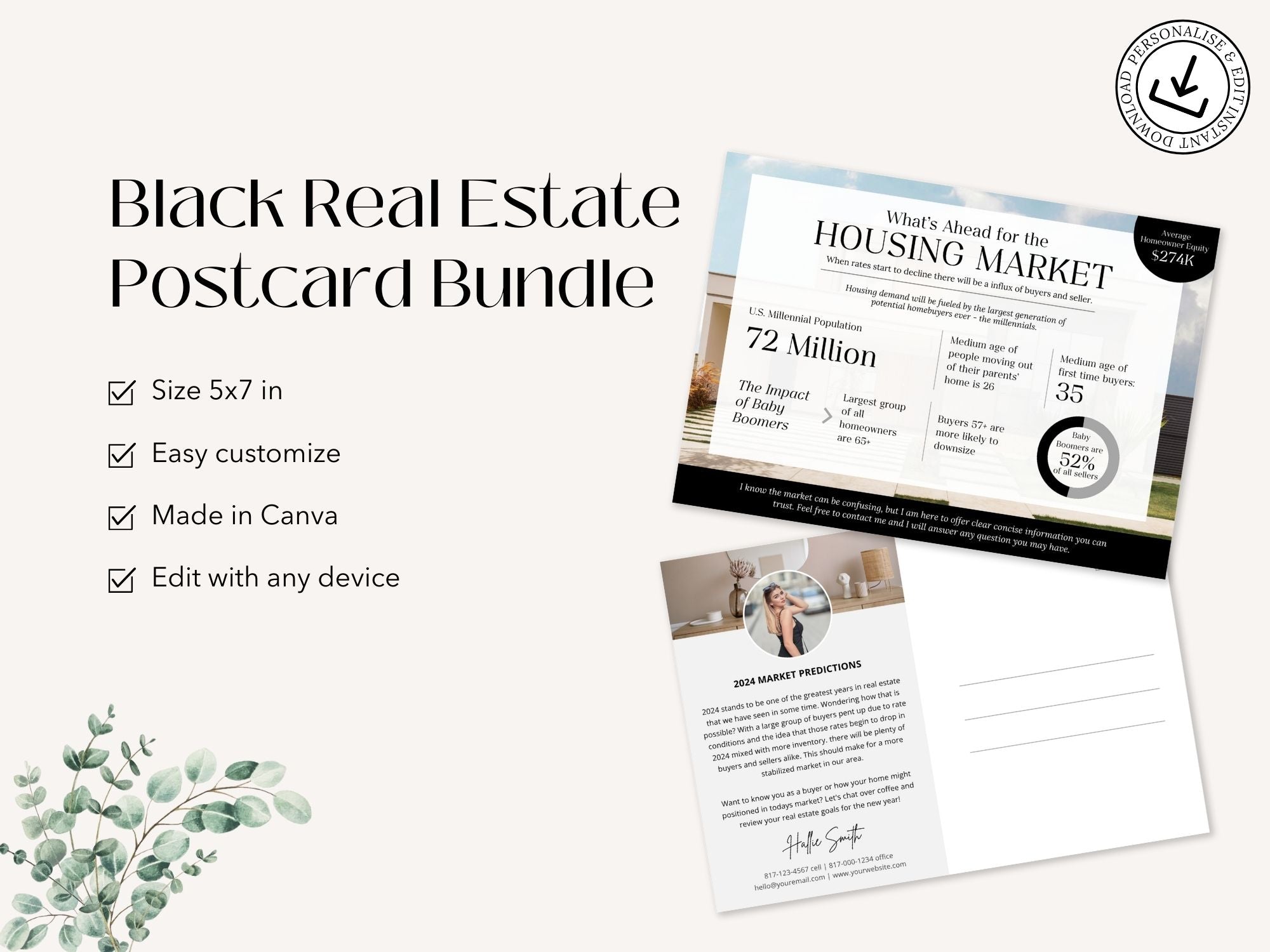 Black Real Estate Postcard Bundle Vol 01 - Sleek and professionally designed postcards for real estate marketing.