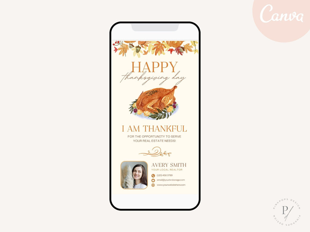 Real Estate Thanksgiving Digital Card Vol 01 - Beautifully designed digital card for expressing gratitude and fostering client connections in the spirit of the Thanksgiving holiday season.