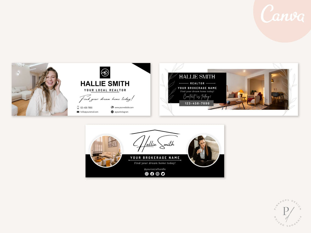 Real Estate Black Facebook Covers Vol 01 - Sophisticated black-themed covers for real estate professionals' Facebook pages.