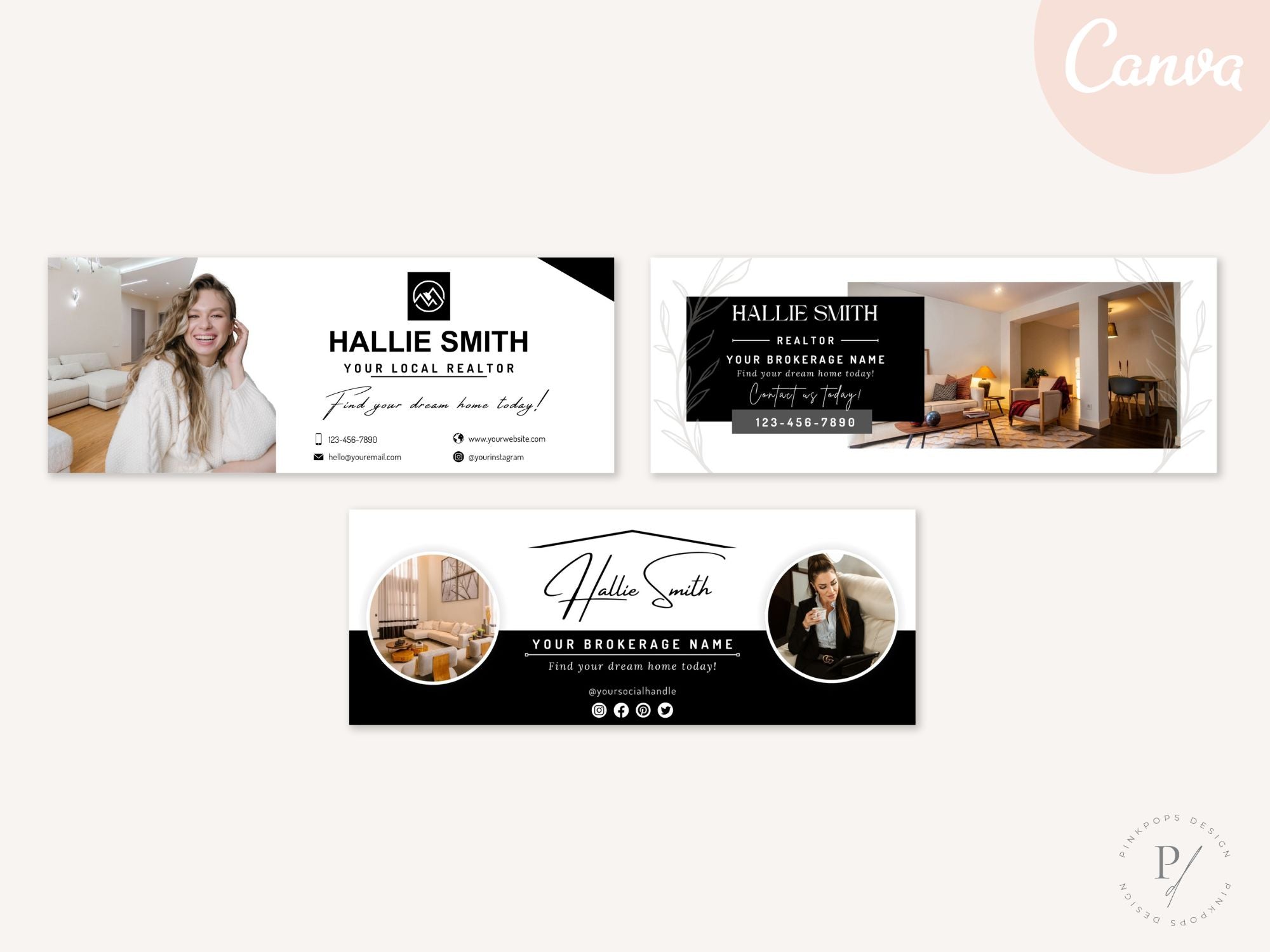 Real Estate Black Facebook Covers Vol 01 - Sophisticated black-themed covers for real estate professionals' Facebook pages.