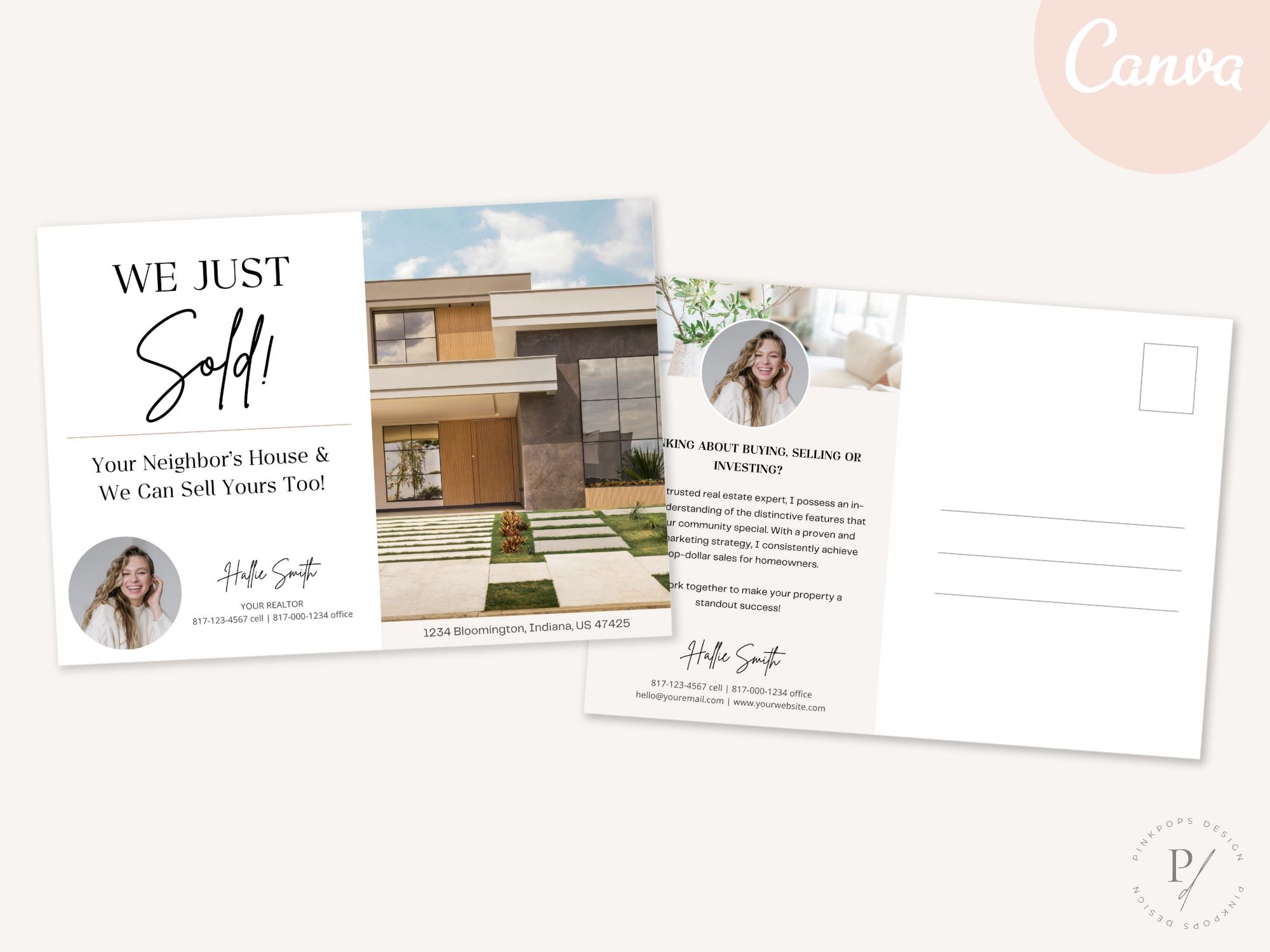 Just Sold Real Estate Postcard Vol 01 - Sleek and professional postcard template for announcing recent real estate sales.