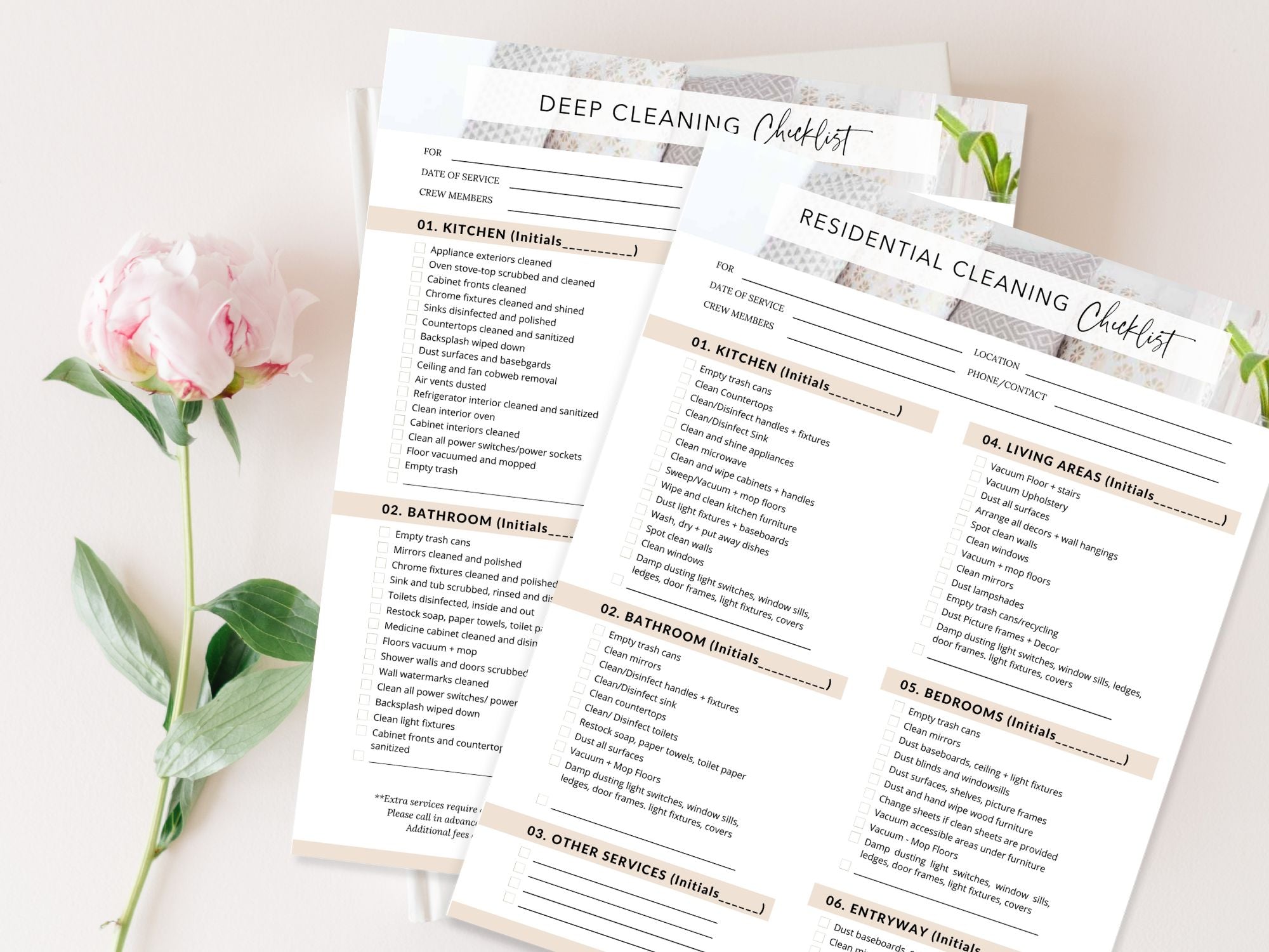 Modern Cleaning Services Checklists Bundle - Versatile and editable set of cleaning checklists for efficient task management, ensuring a thorough and organized approach to deliver exceptional cleaning services.