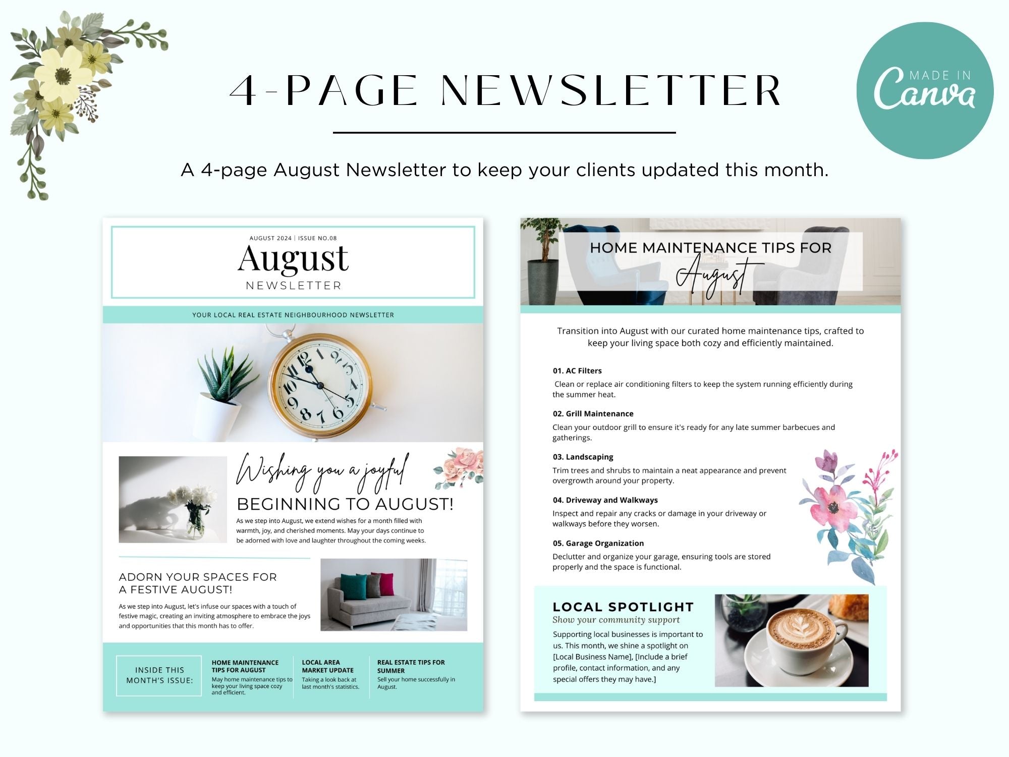 Minimal August Newsletter - Sleek and modern template for real estate updates and insights.