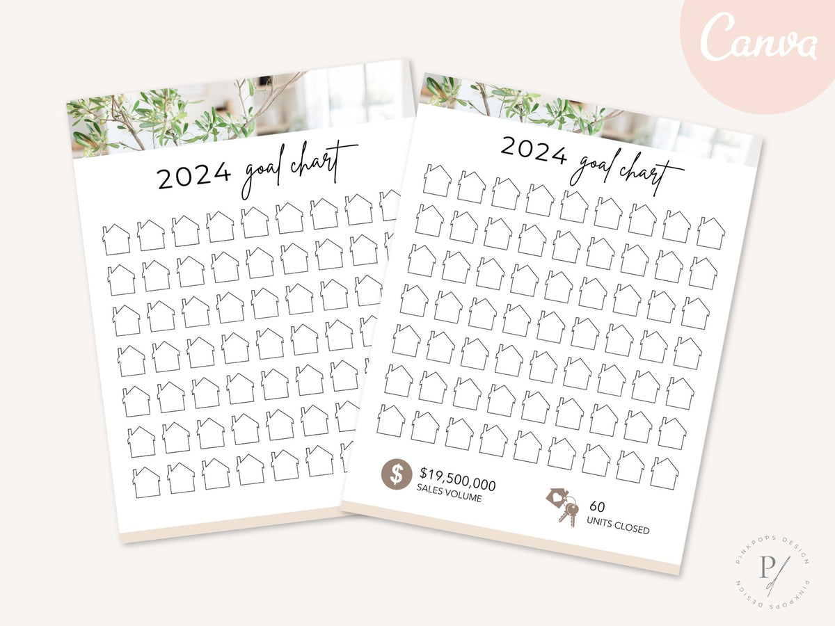 Real Estate 2024 Realtor Goal Chart - Comprehensive chart for goal setting and tracking, providing a motivational and practical tool for achieving real estate milestones in the year 2024.