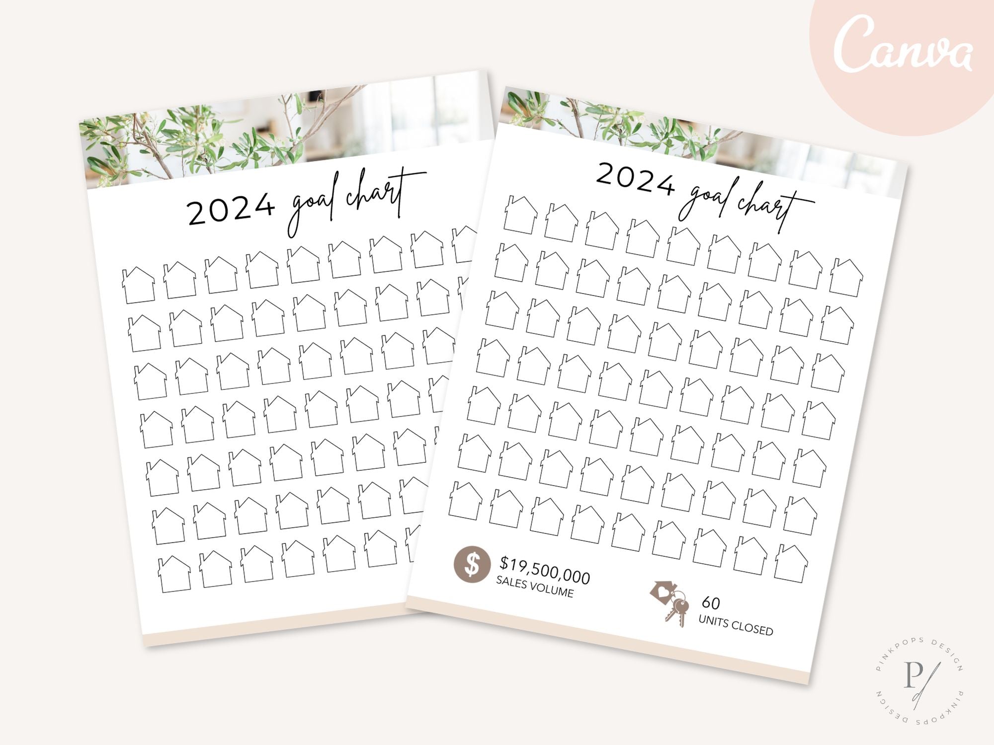 Real Estate 2024 Realtor Goal Chart - Comprehensive chart for goal setting and tracking, providing a motivational and practical tool for achieving real estate milestones in the year 2024.