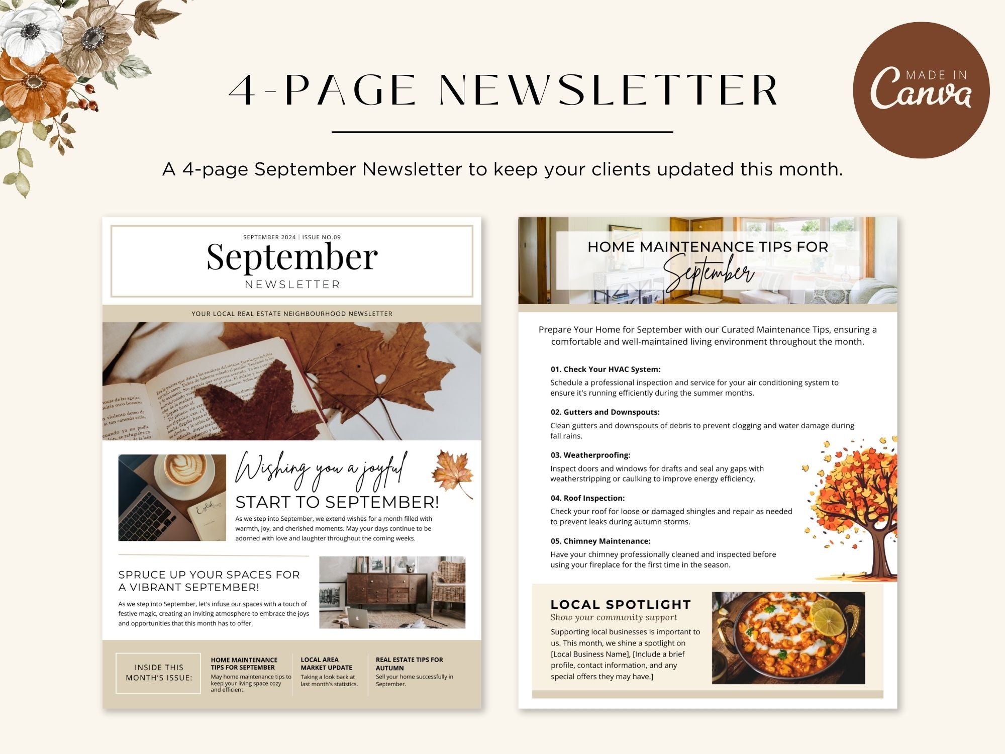 Minimal September Newsletter 2024 - A sleek and modern template for real estate updates.