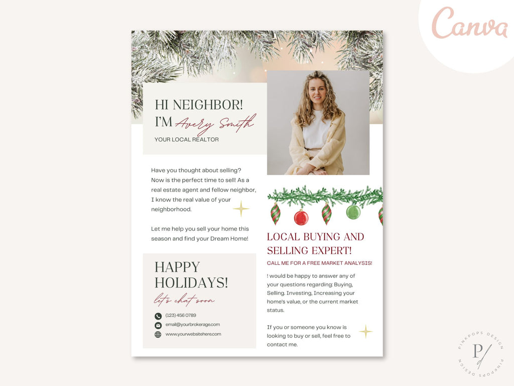 Real Estate Christmas Hello Neighbor Flyer - Expressing Warm Holiday Greetings to Neighbors and Clients