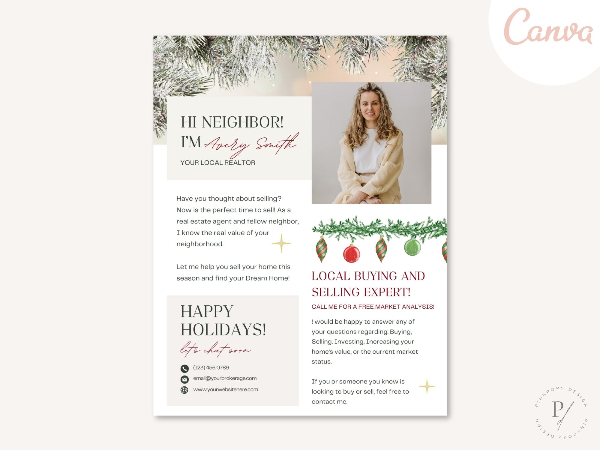 Real Estate Christmas Hello Neighbor Flyer - Expressing Warm Holiday Greetings to Neighbors and Clients