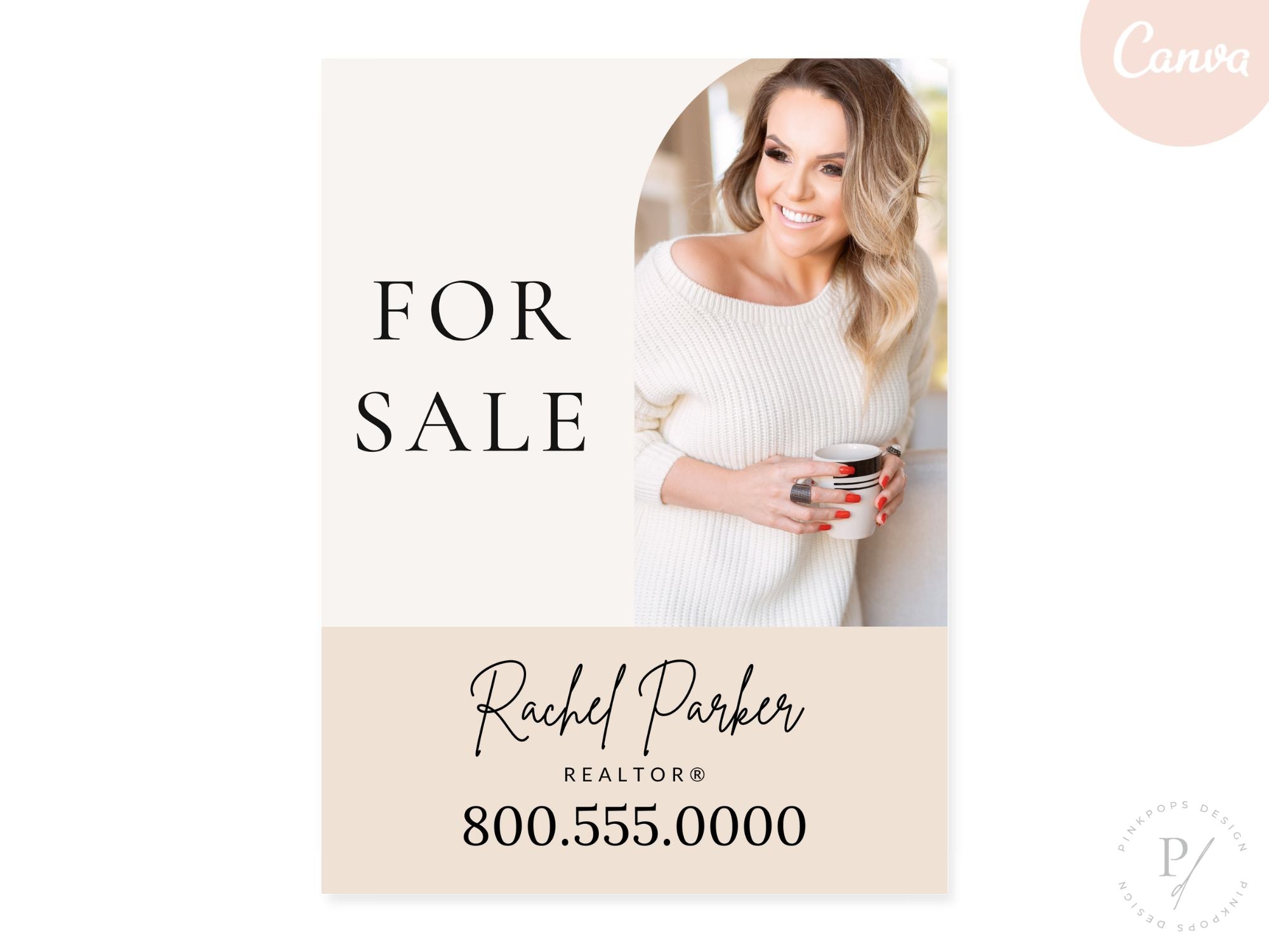 Minimal For Sale Sign - Off-Centered - Capture attention with this unique and modern yard sign design, off-centered for a distinctive look, making your property stand out in the real estate market.