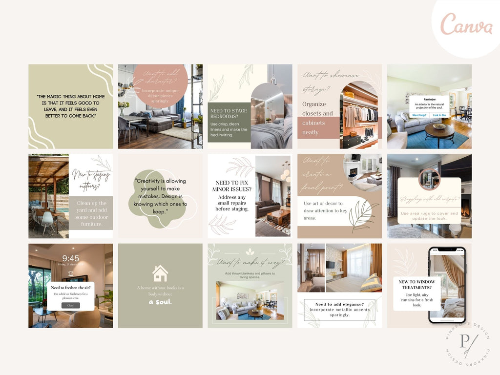 50 Home Staging Tips Instagram Posts - Professionally crafted templates offering essential home staging advice.