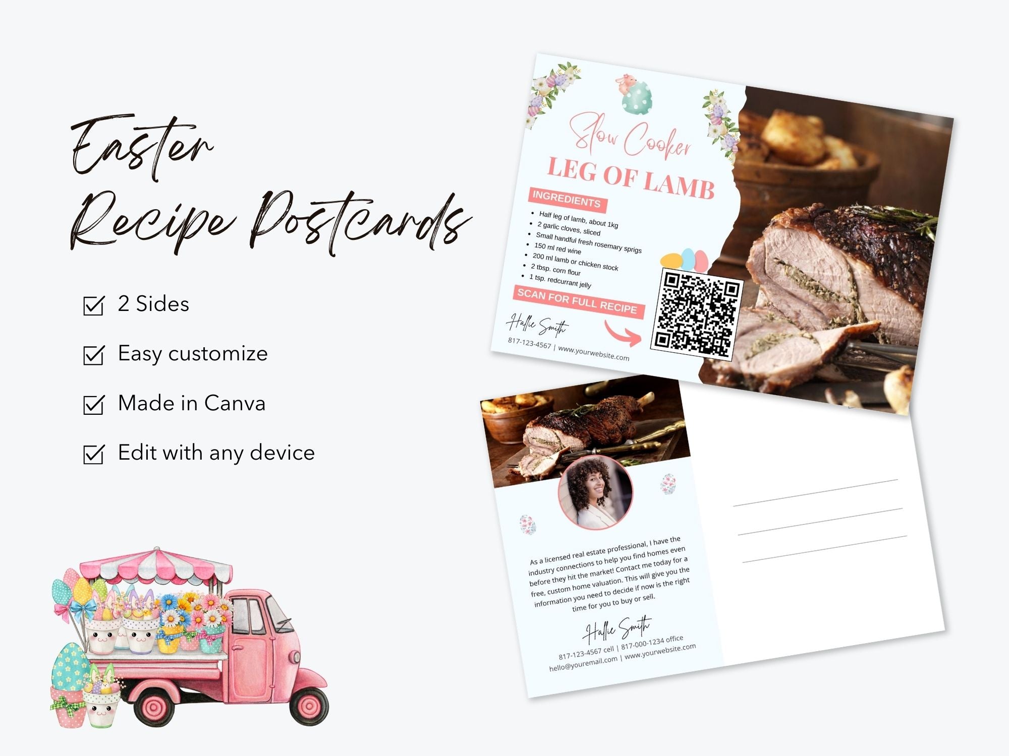 Easter Recipe Postcard Bundle - Professionally designed real estate postcards featuring mouthwatering Easter recipes.