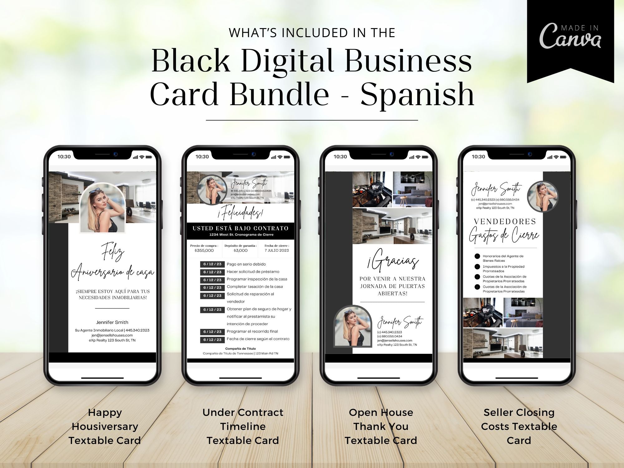Spanish Black Real Estate Textable Bundle - Power up your real estate marketing strategy with our professional textables in Spanish.