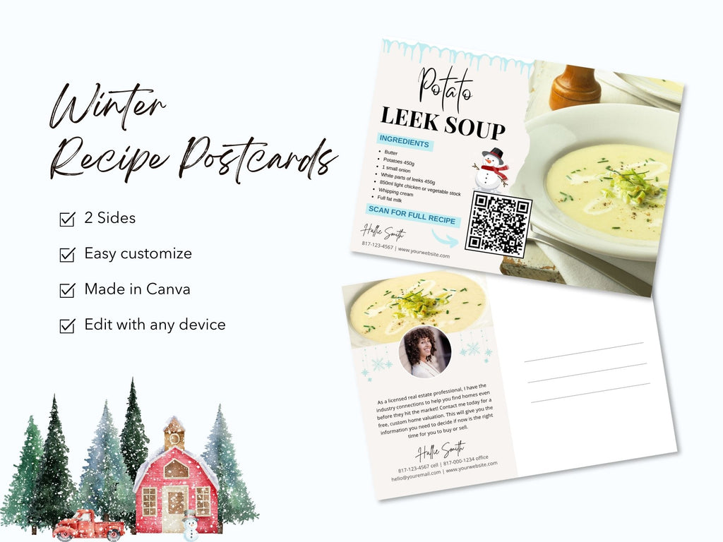 Real Estate Winter Recipe Postcard Bundle: Sharing Seasonal Warmth and Culinary Delights with Clients and Prospects