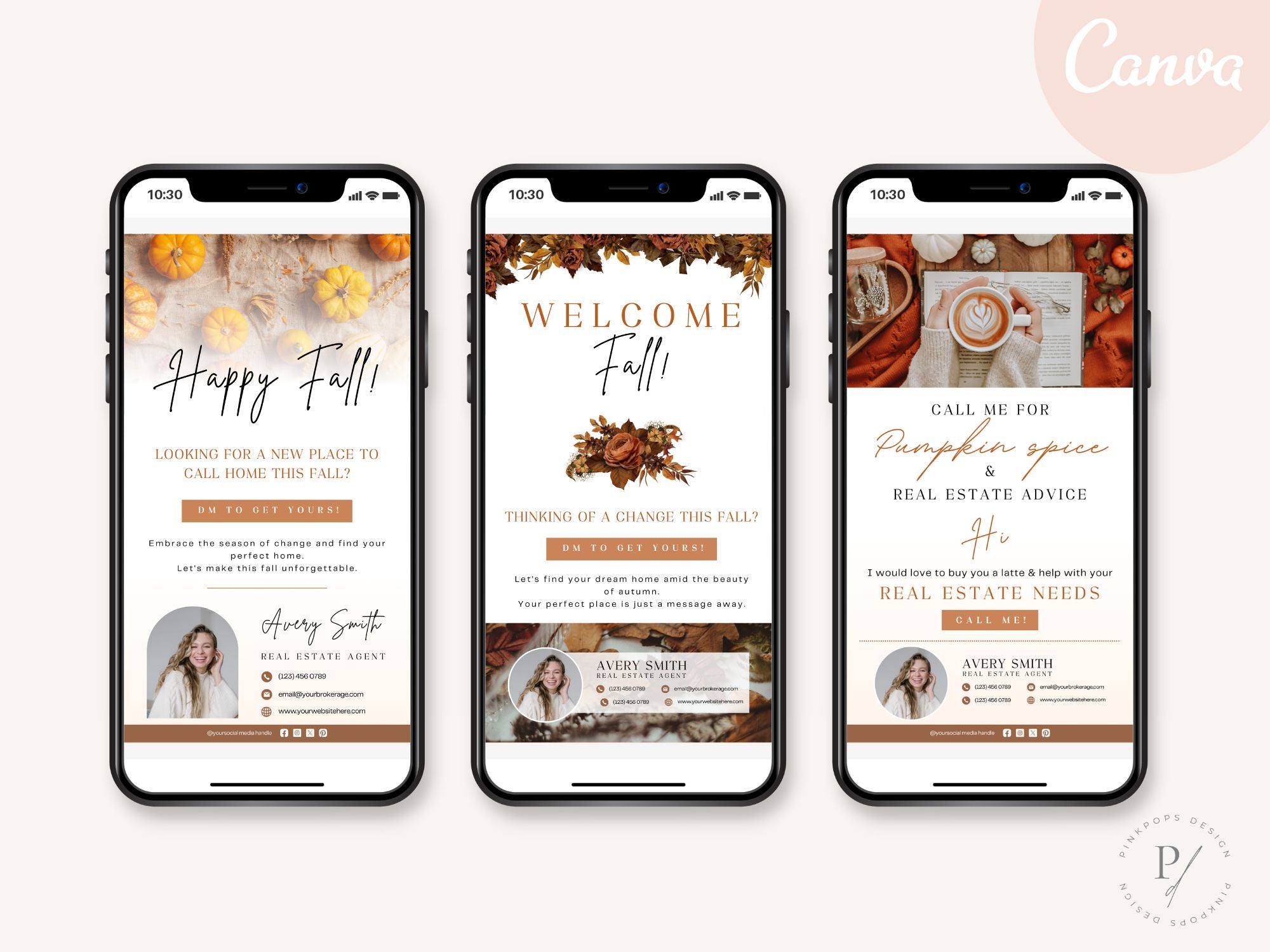 Fall Digital Textables Vol 02 - Autumn-themed designs for real estate digital marketing and client engagement.