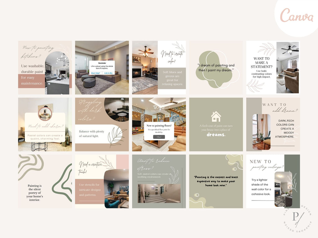 50 Paint Tips Instagram Posts Vol 01 - Vibrant templates offering essential painting advice.