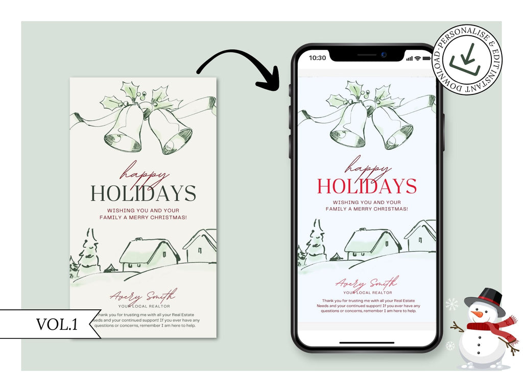 Real Estate Happy Holidays Digital Christmas Card - Spreading Holiday Cheer and Warm Wishes to Clients and the Community