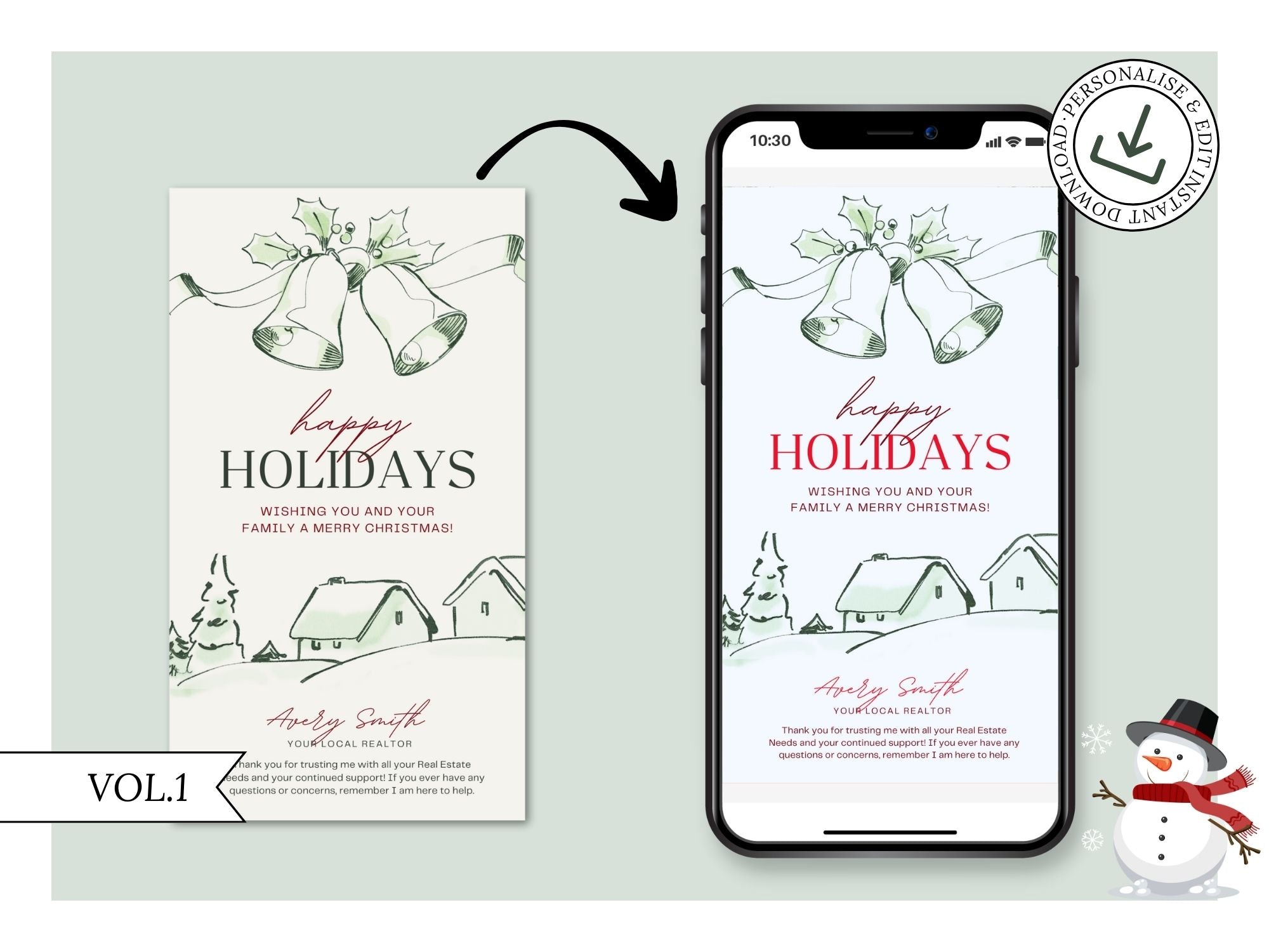 Real Estate Happy Holidays Digital Christmas Card - Spreading Holiday Cheer and Warm Wishes to Clients and the Community