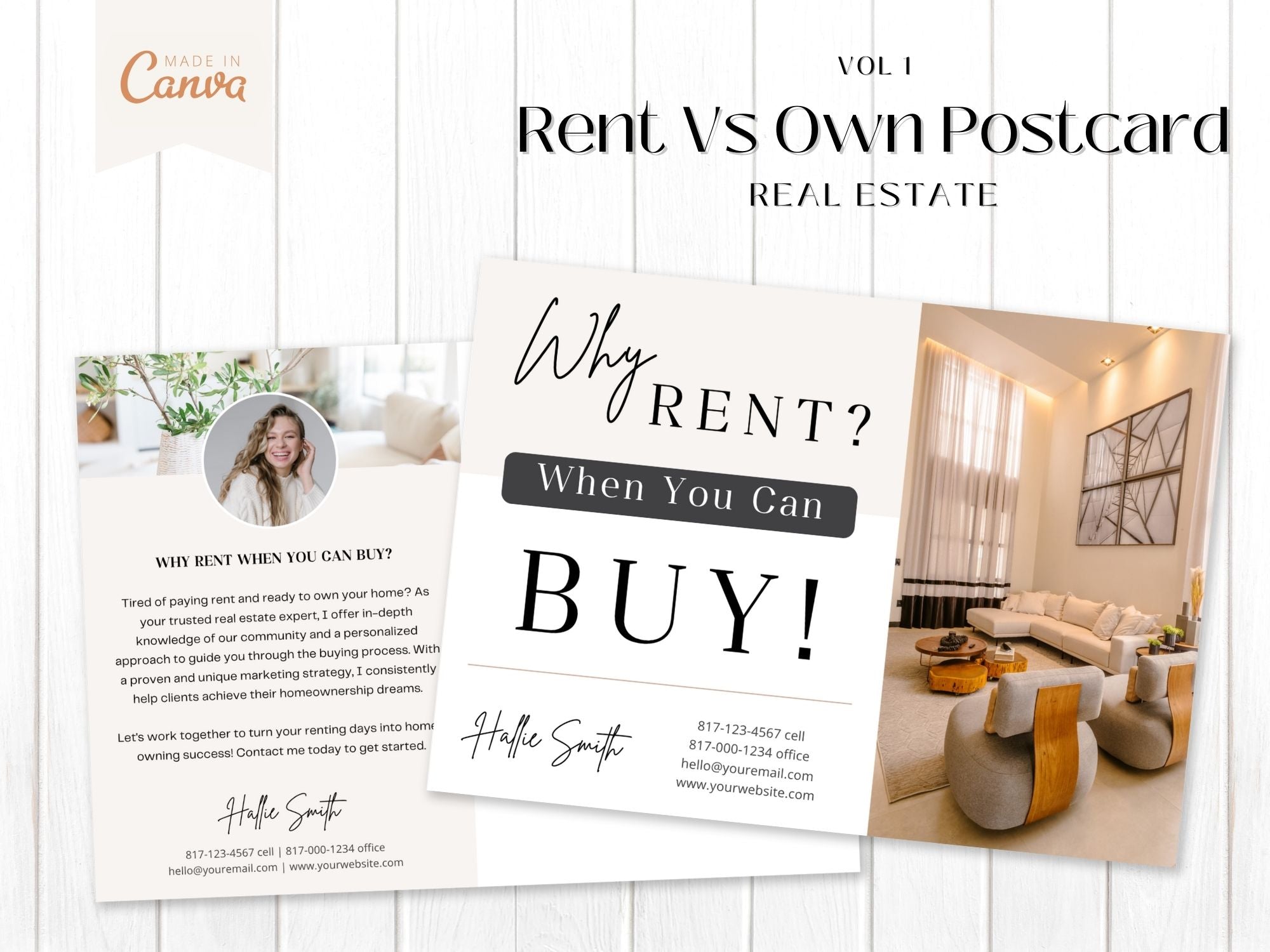 Rent Vs Own Postcard Vol 01- Showcasing the advantages of homeownership.
