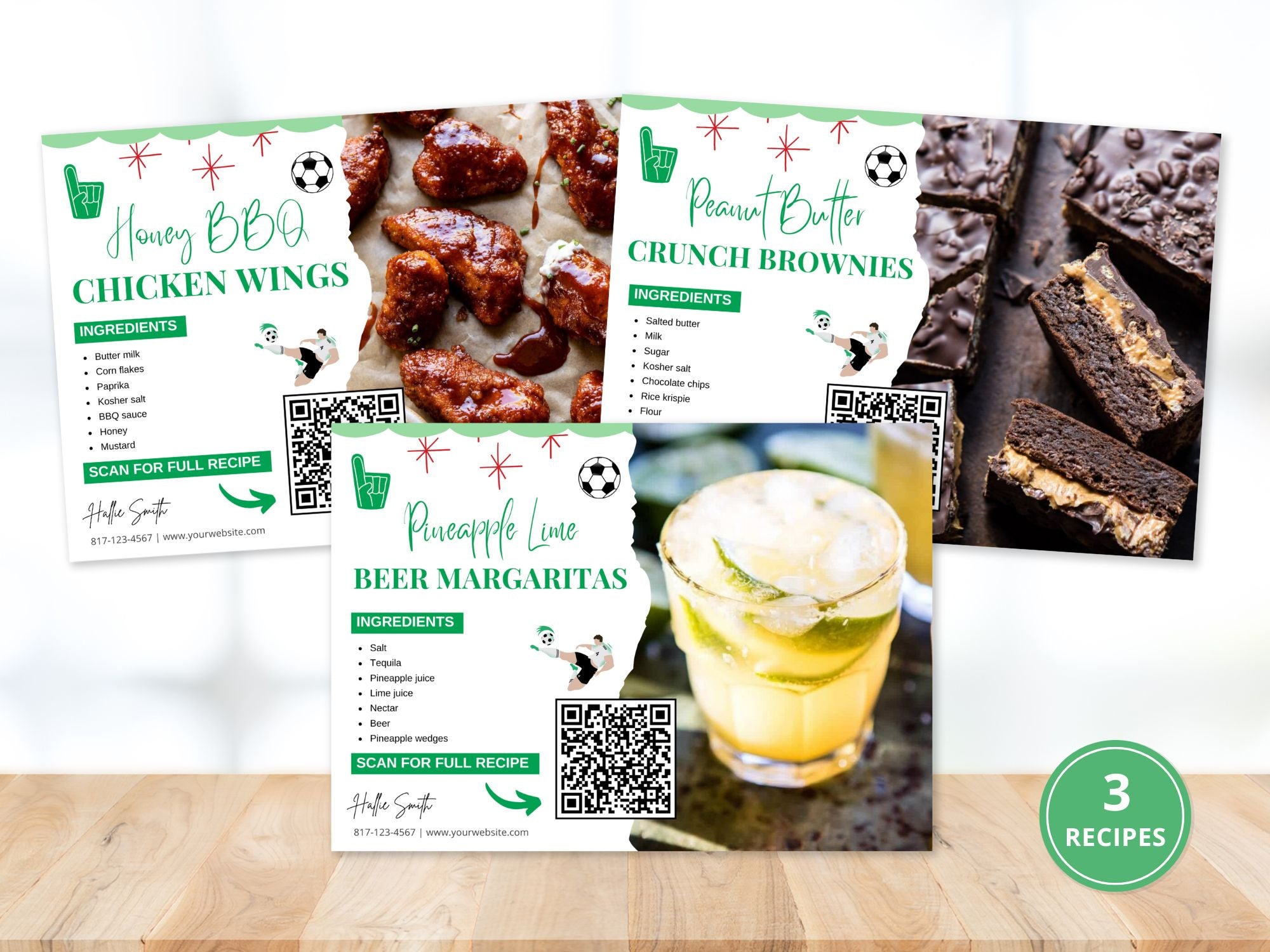 Football Season Real Estate Recipe Postcards - Themed postcards with delicious recipes and real estate tips.