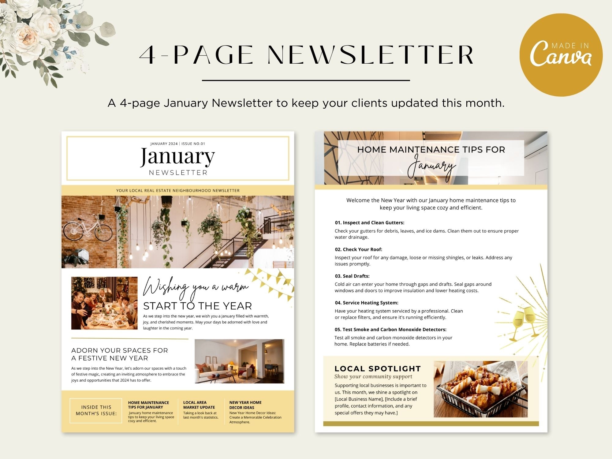 Real Estate Minimal January Newsletter 2024: Sharing Elegant and Informative Real Estate Insights with Clients and the Community in 2024