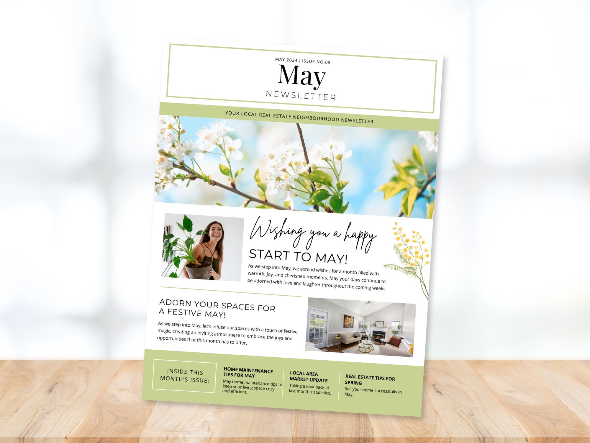 Minimal May Newsletter 2024 - Clean and modern real estate newsletter template for impactful communication.