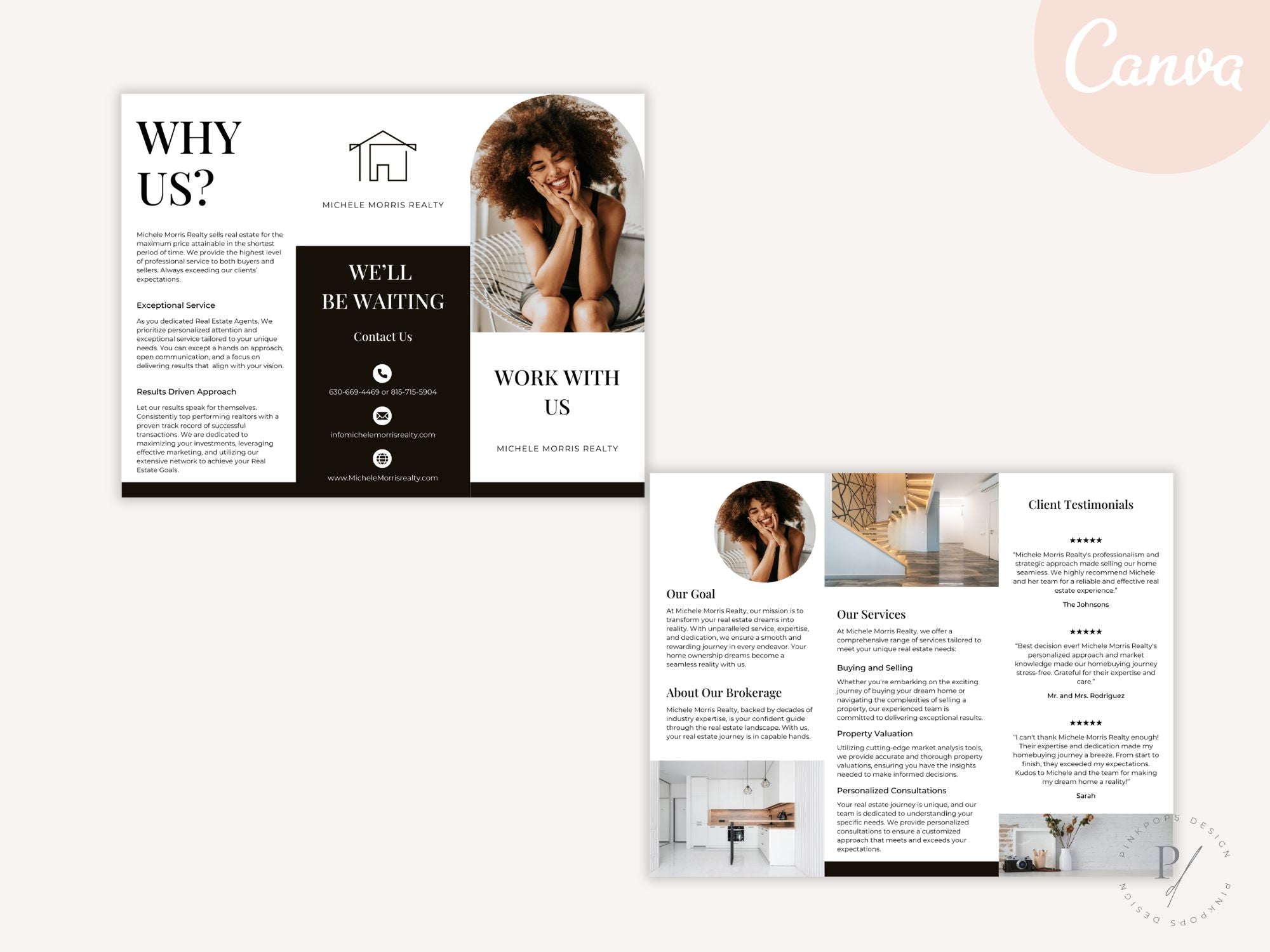 Why Work With Us Trifold Brochure - Black - Professionally designed real estate brochure showcasing the advantages of choosing our services.