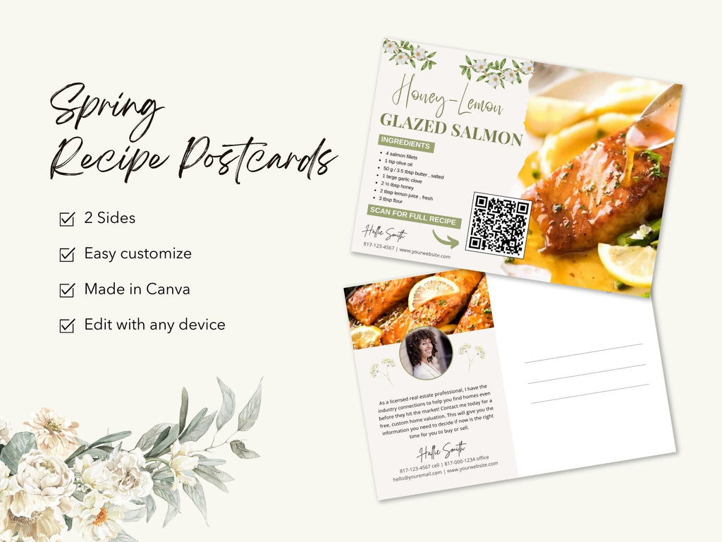 Spring Recipe Postcard Bundle - Professionally designed real estate postcards featuring fresh and seasonal recipes.