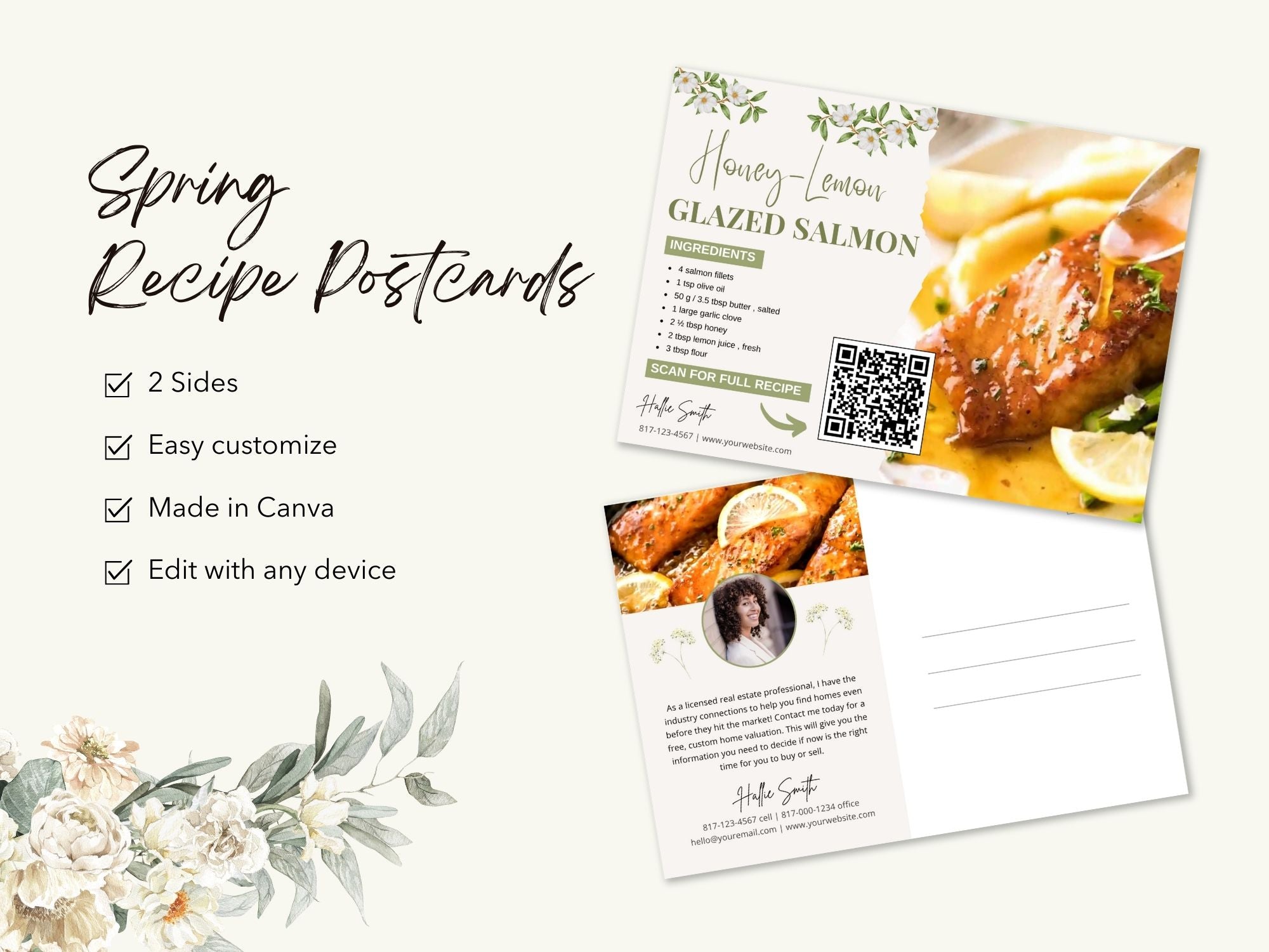 Spring Recipe Postcard Bundle - Professionally designed real estate postcards featuring fresh and seasonal recipes.
