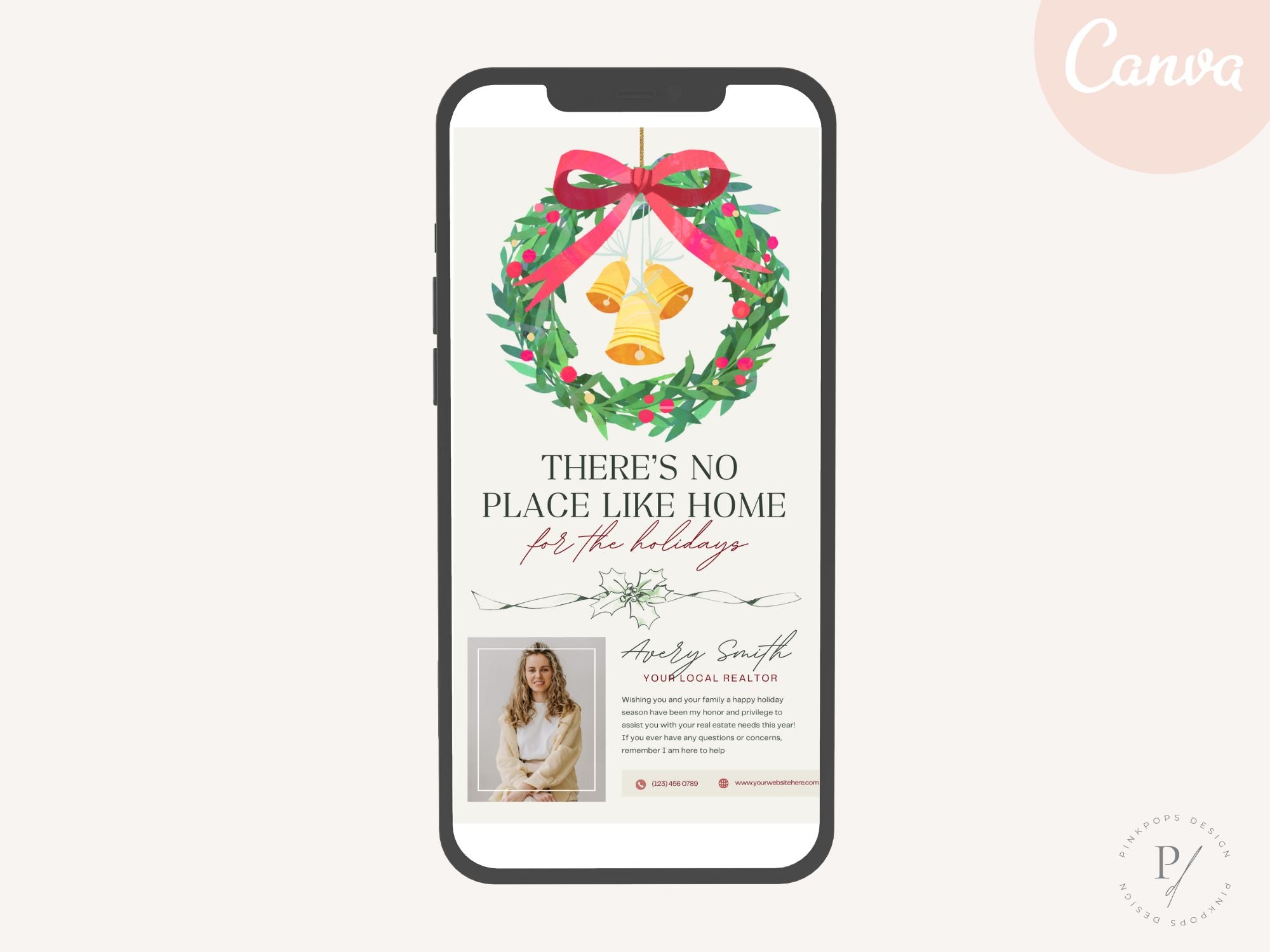 Real Estate No Place Like Home Digital Christmas Card - Celebrating the Joy of Home and Conveying Heartfelt Holiday Greetings to Clients and the Community