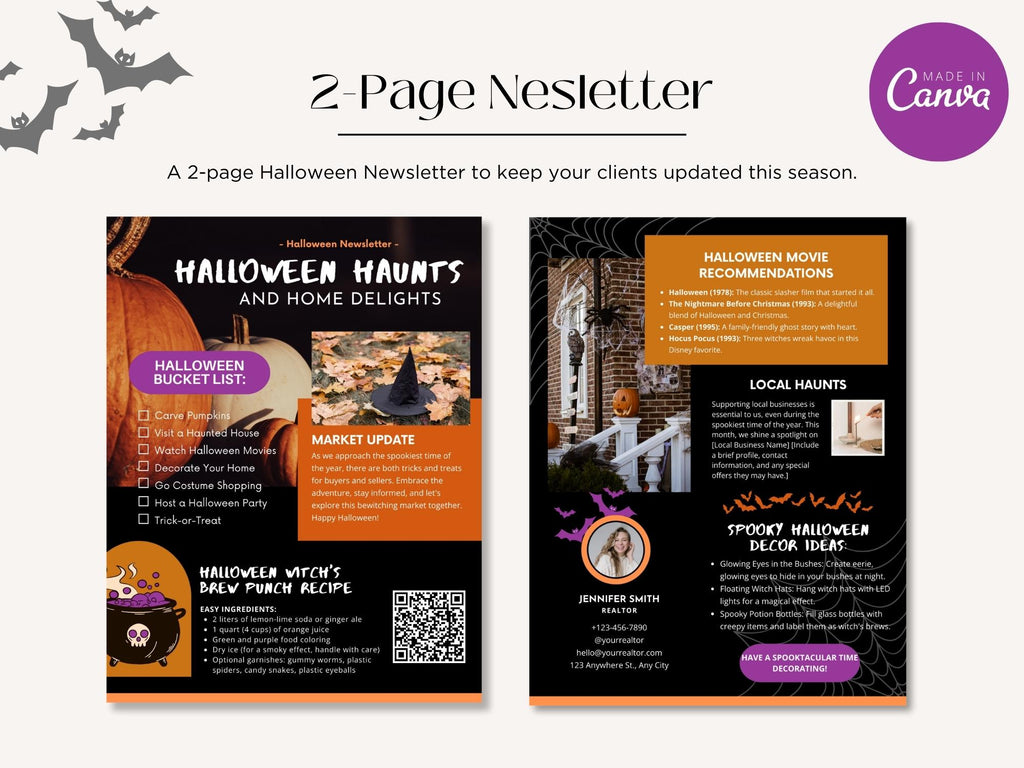 Real Estate Halloween Newsletter 2023 - Creatively designed newsletter template with a touch of Halloween flair for festive and engaging client communications during the spooky season.