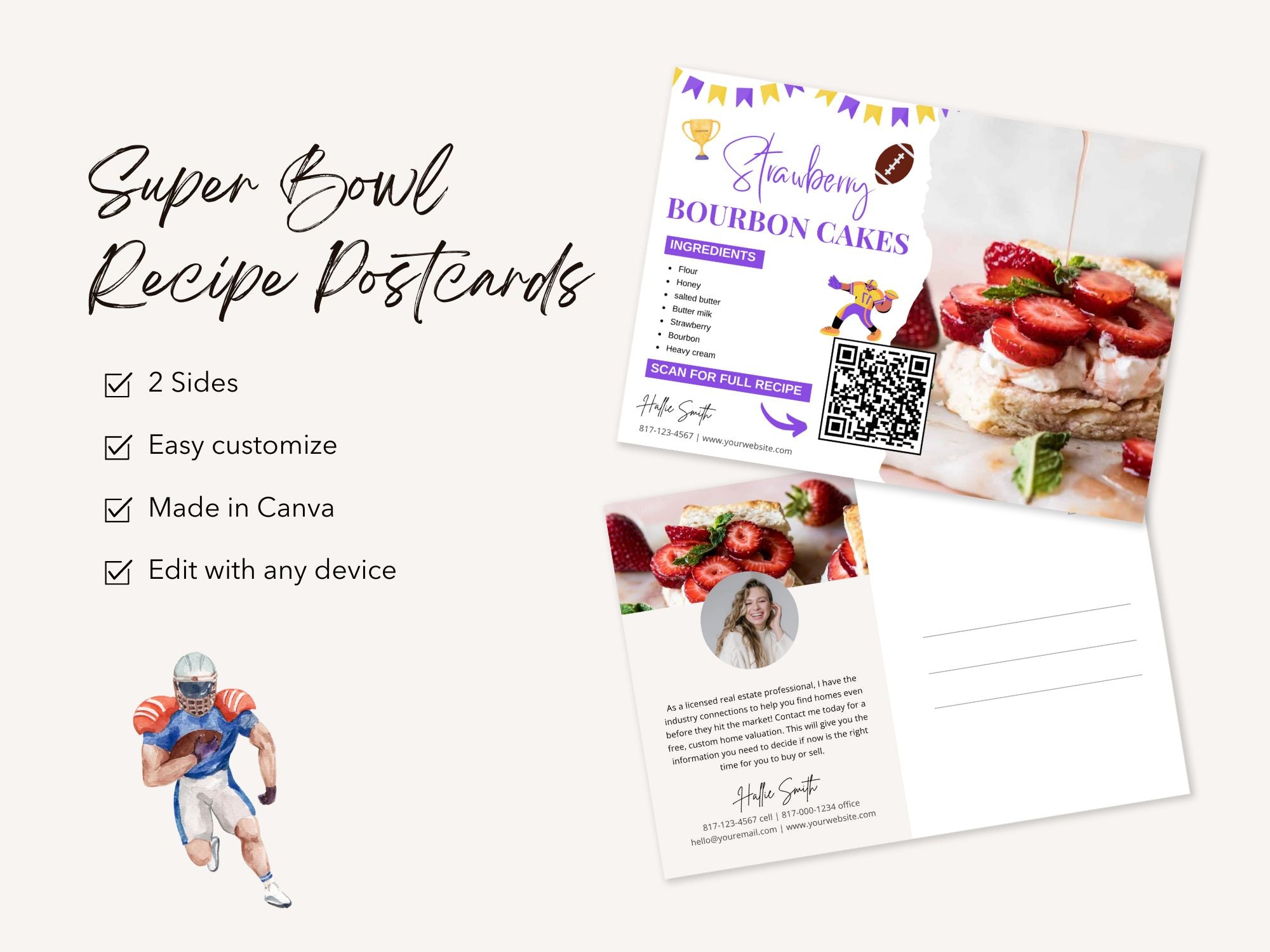 Super Bowl Real Estate Recipe Postcards - Themed postcards with tasty recipes and real estate tips for the big game.