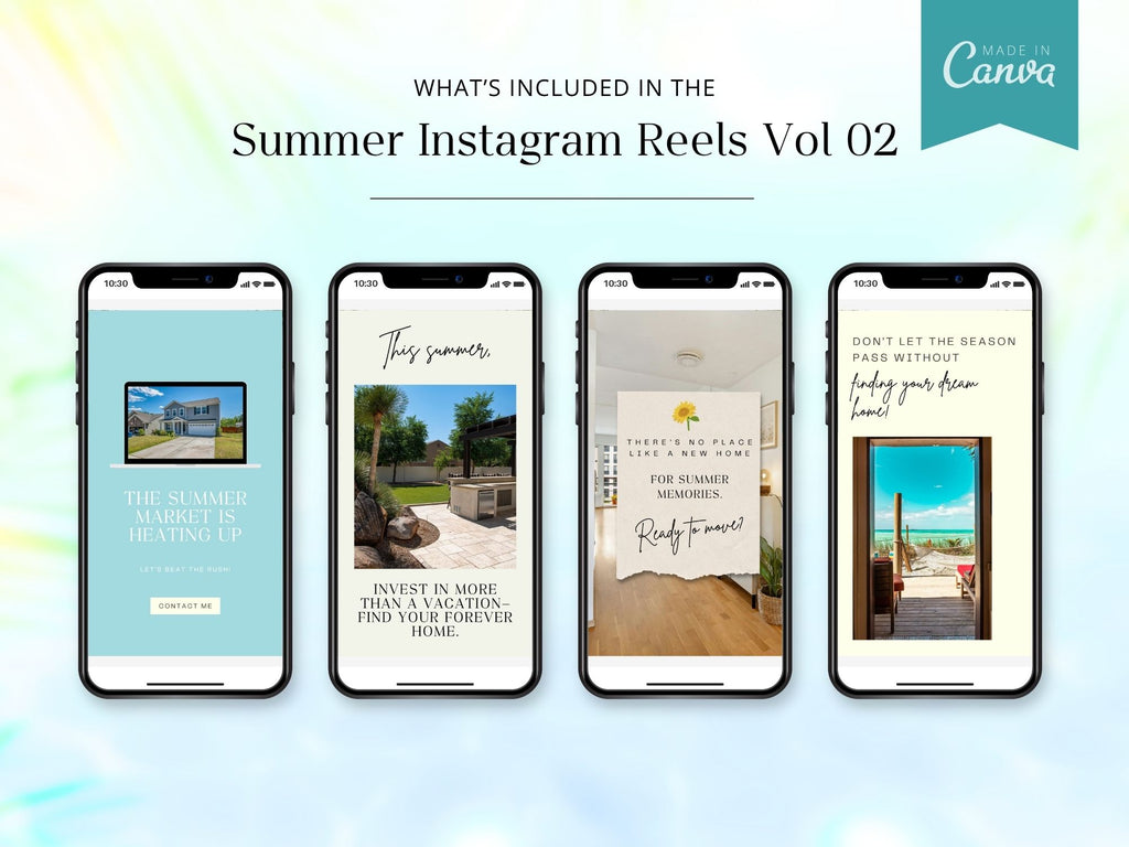 Instagram reel templates for real estate agents with summer themes