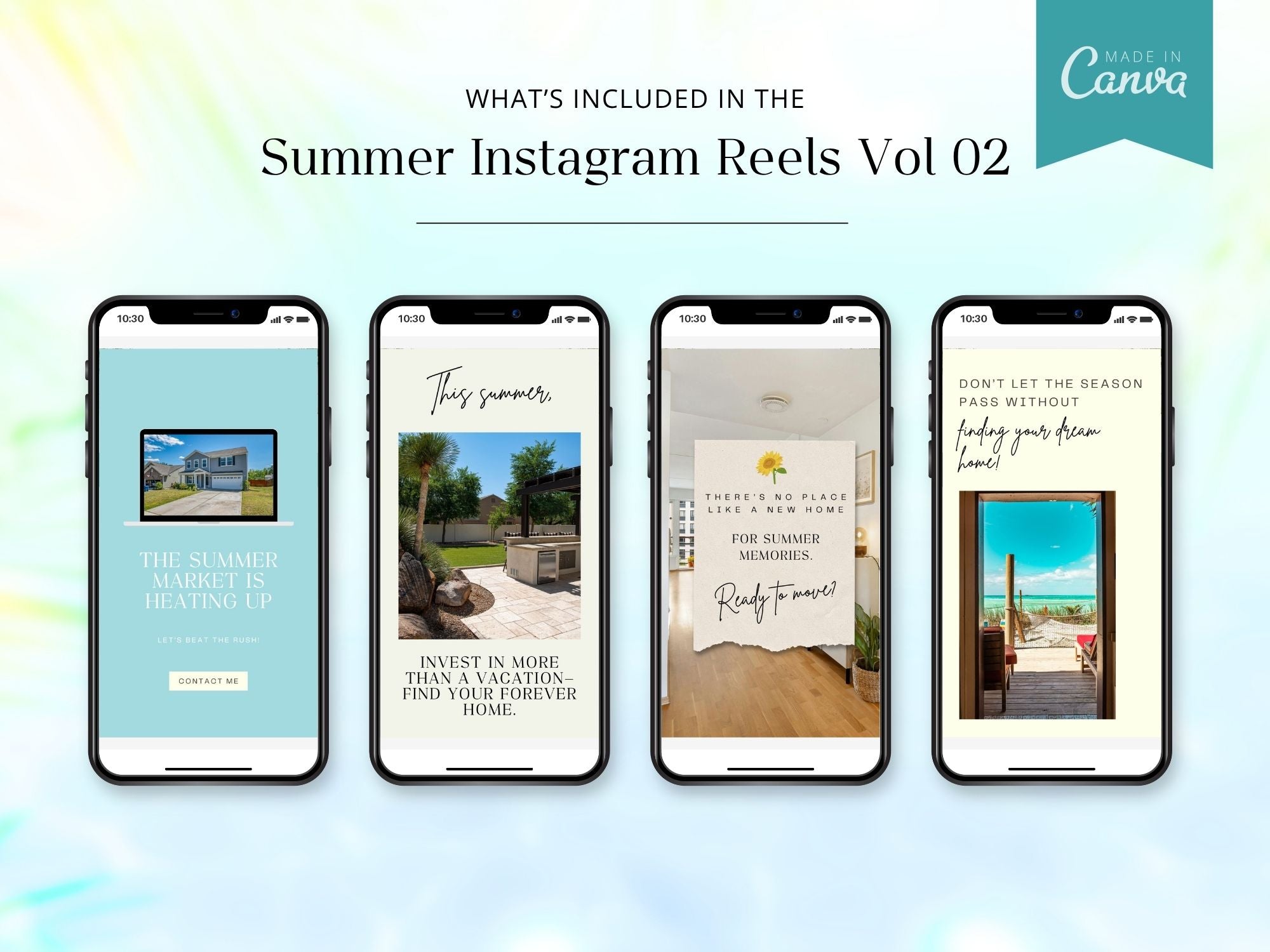 Instagram reel templates for real estate agents with summer themes