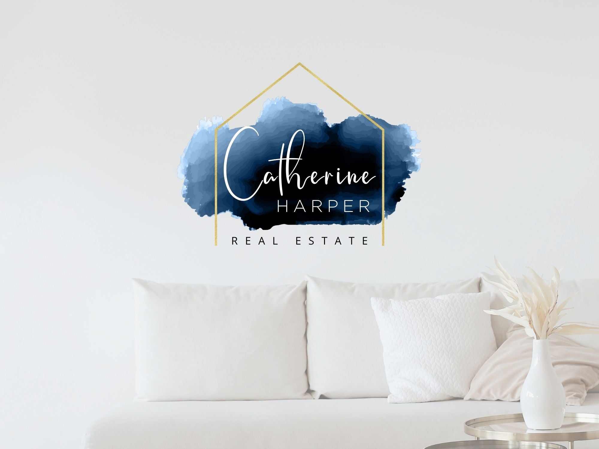 Catherine Harper Navy Logo Template - Minimalist navy logo designed for real estate professionals.