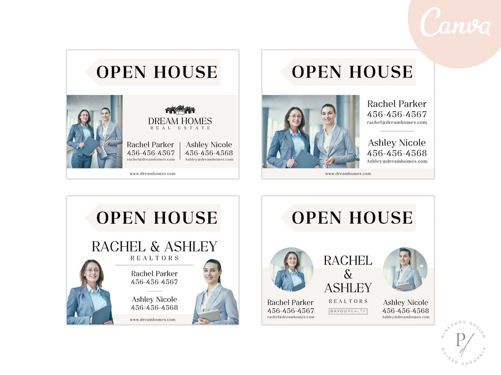  Beige Multiple Agents Open House Sign (18 x 24)- Stylish and sturdy sign for promoting open  houses with multiple agents.