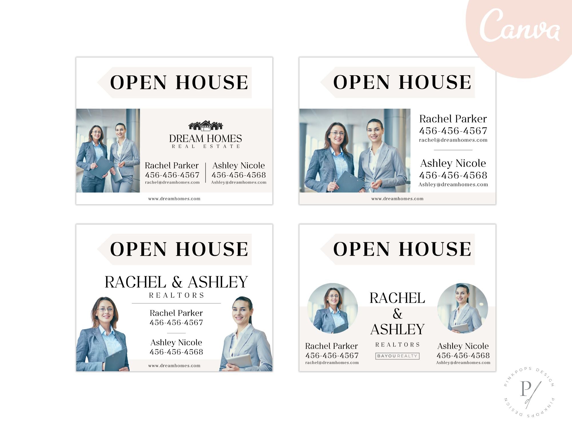  Beige Multiple Agents Open House Sign (18 x 24)- Stylish and sturdy sign for promoting open  houses with multiple agents.