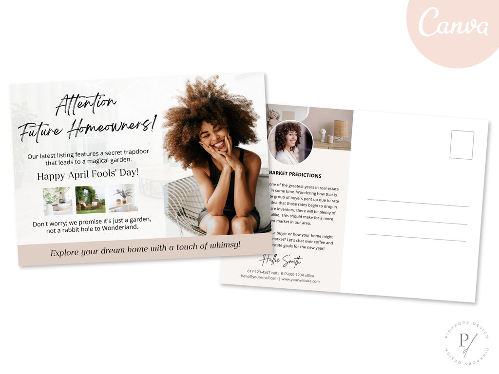April Fool Joke Postcards - Professionally designed real estate postcards for lighthearted and playful communication during the April Fool's season.