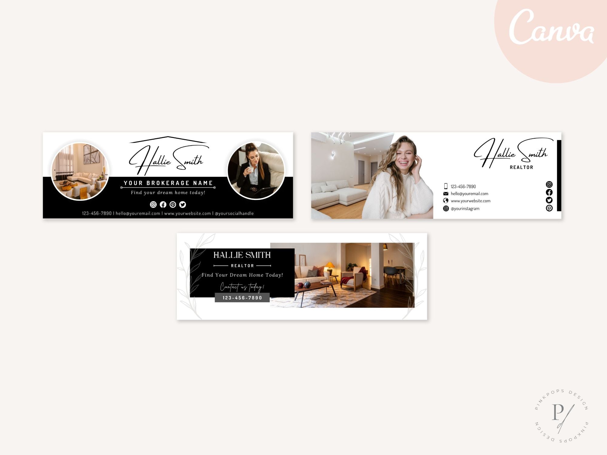 Real Estate Black Email Signature Vol 01 - Sleek and minimalist email signature for real estate professionals.