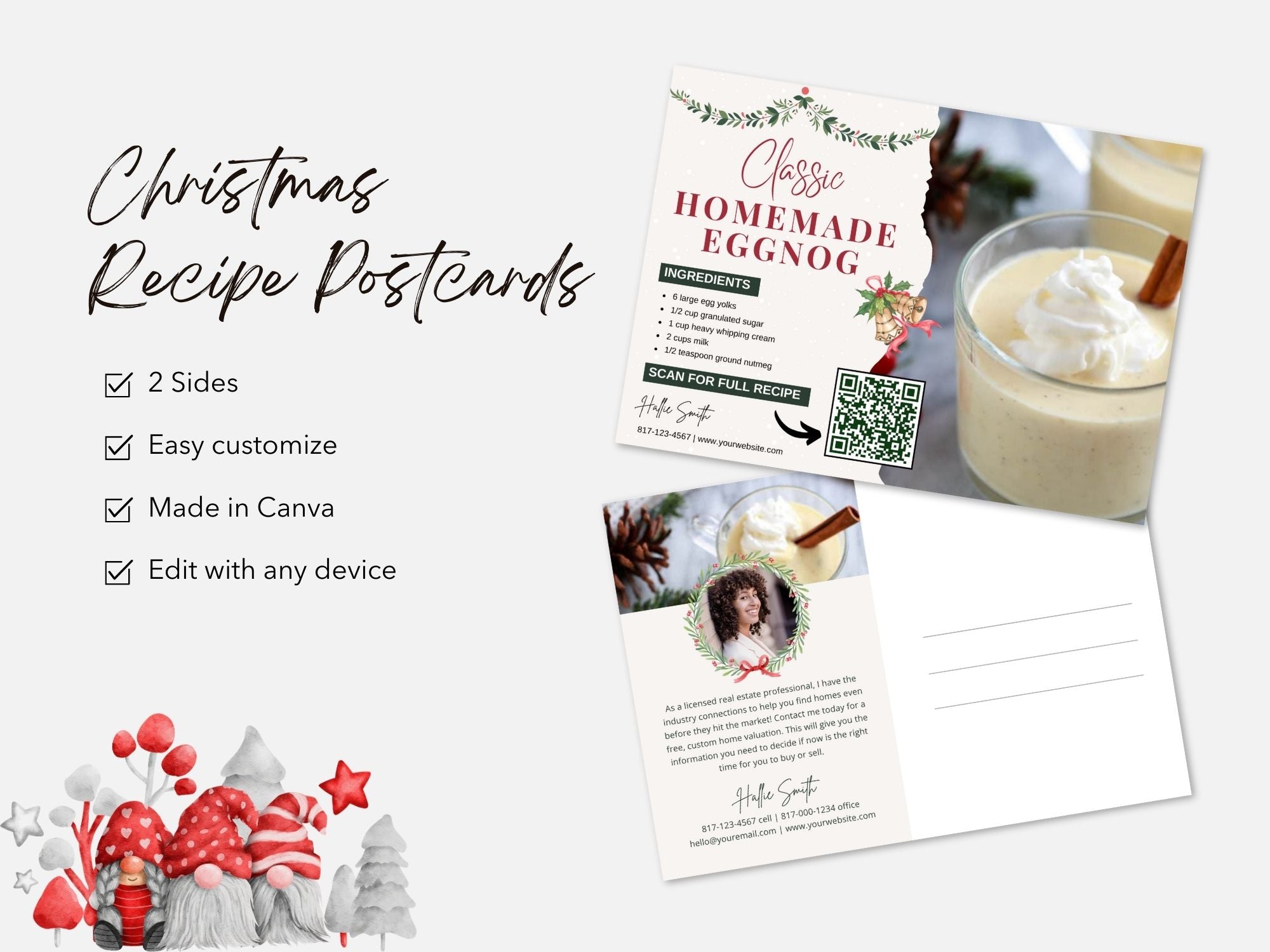 Real Estate Christmas Recipe Postcard Bundle - Festive Holiday Recipes