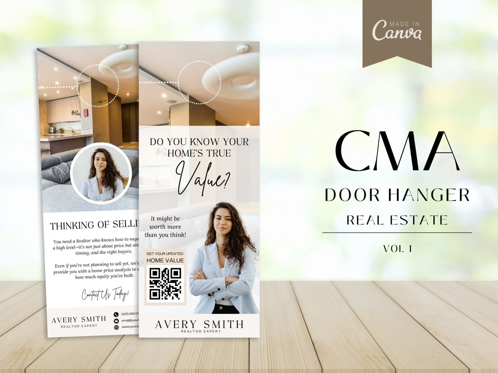 Real estate CMA door hanger offering free home value estimate